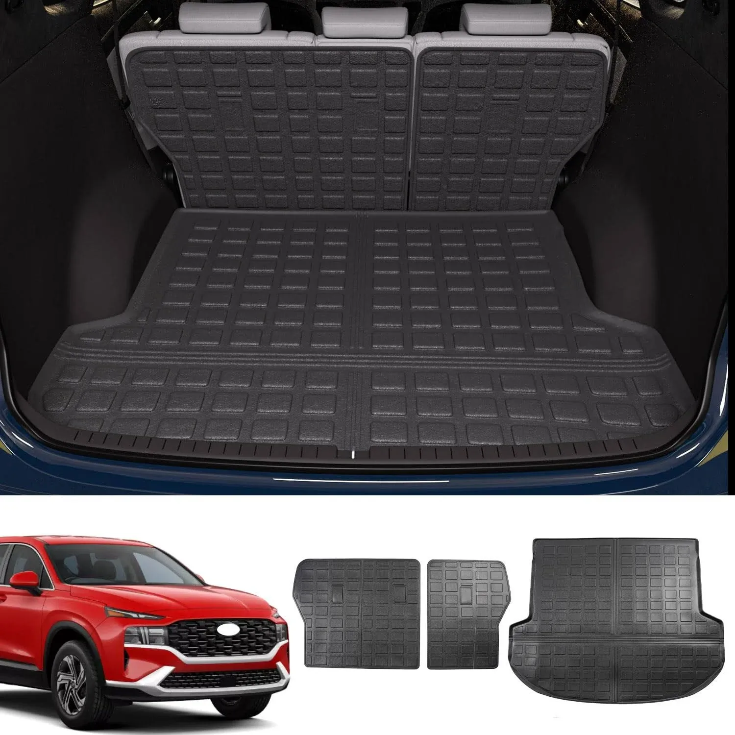 powoq Trunk Mat Compatible with 2021-2023 Hyundai Santa Fe Backrest All Weather ...