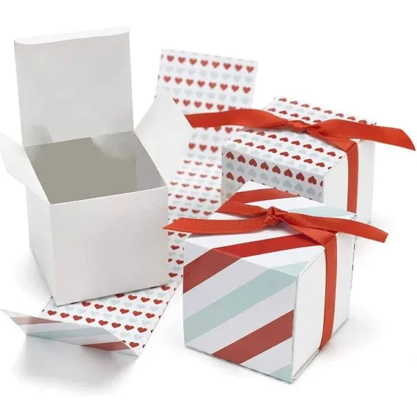 Paper Frenzy Love Pop Up Valentine's Day Favor Boxes White, 2x2x2 (25 Pack)