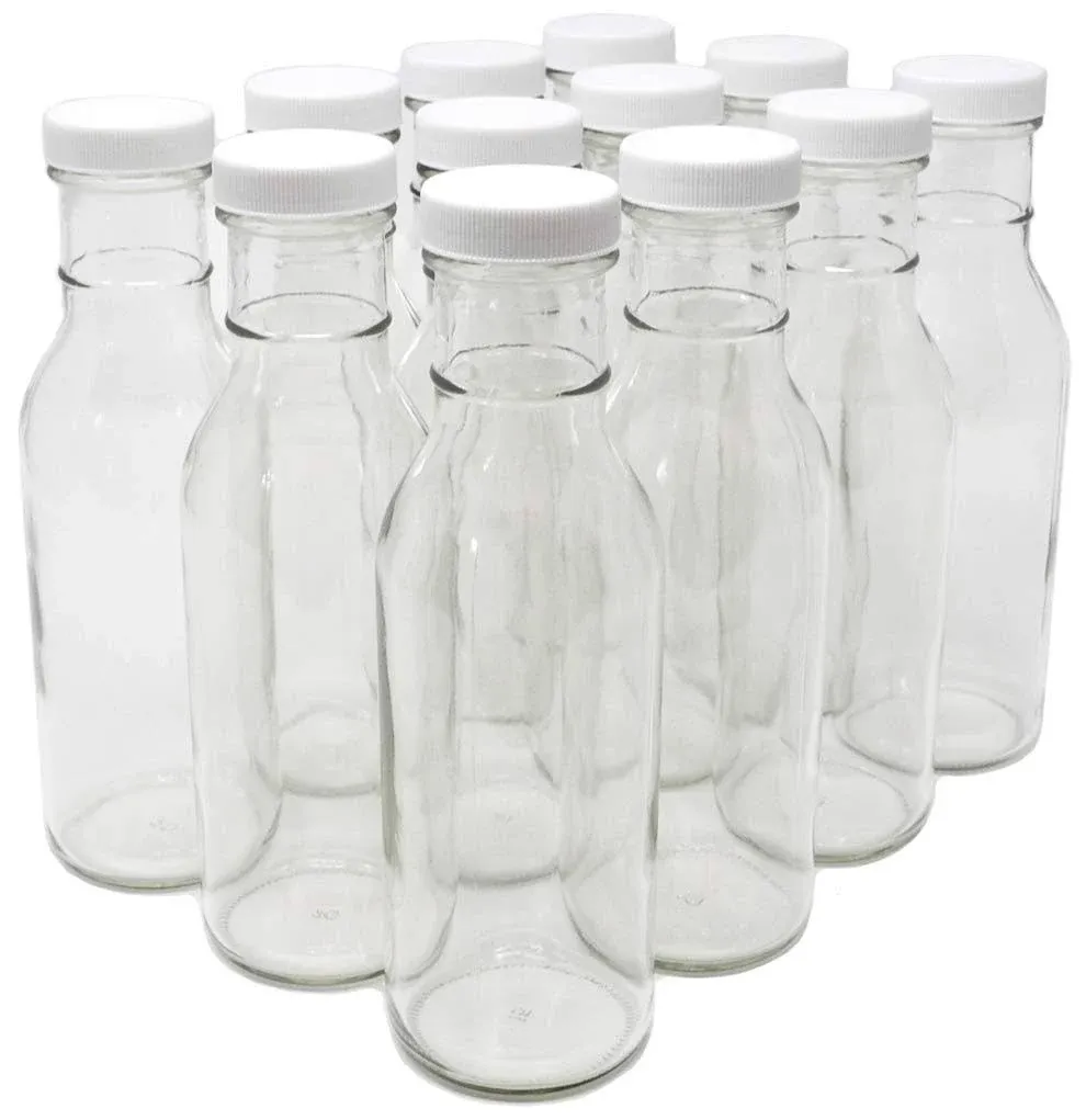 nicebottles Clear Glass Beverage/ Sauce Bottles 12 Oz (Case of 12)