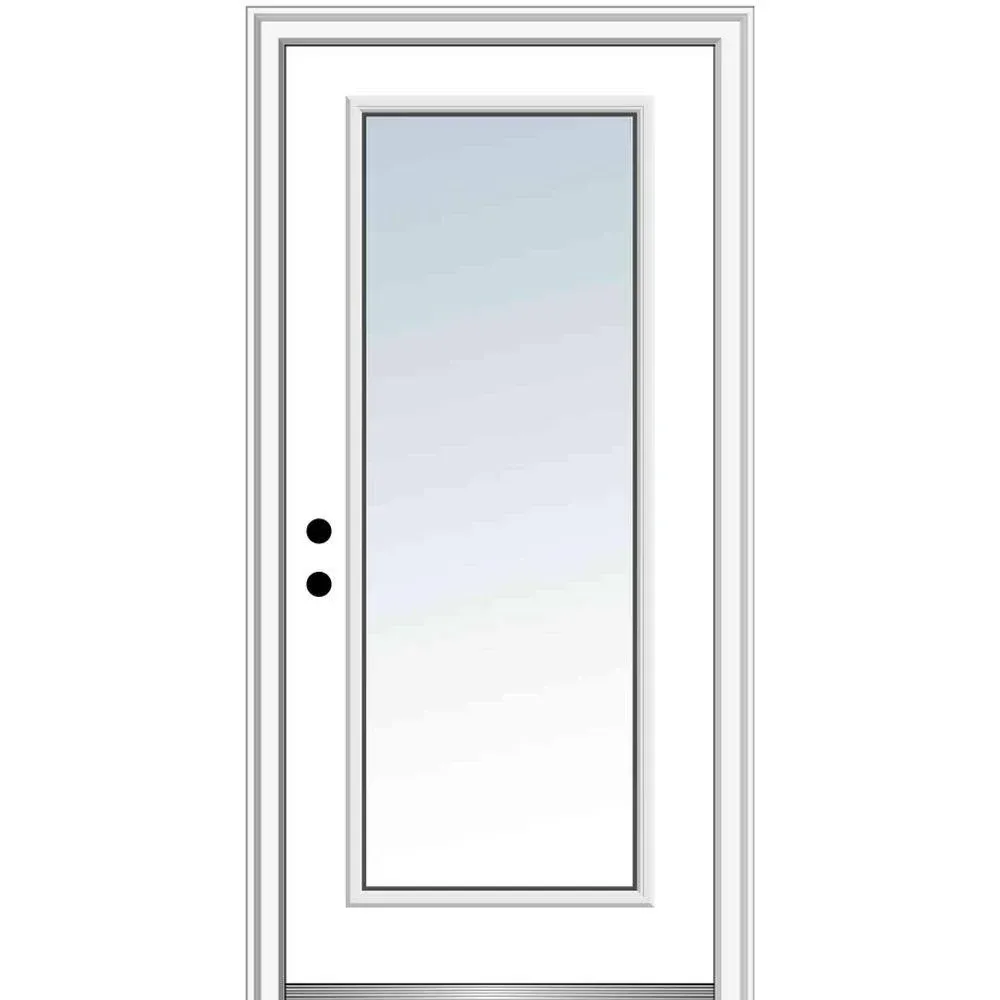 National Door Company Z000696R Steel Primed, Right Hand in-Swing, Prehung Front Door, Full Lite, Clear Glass, 34" x 80"