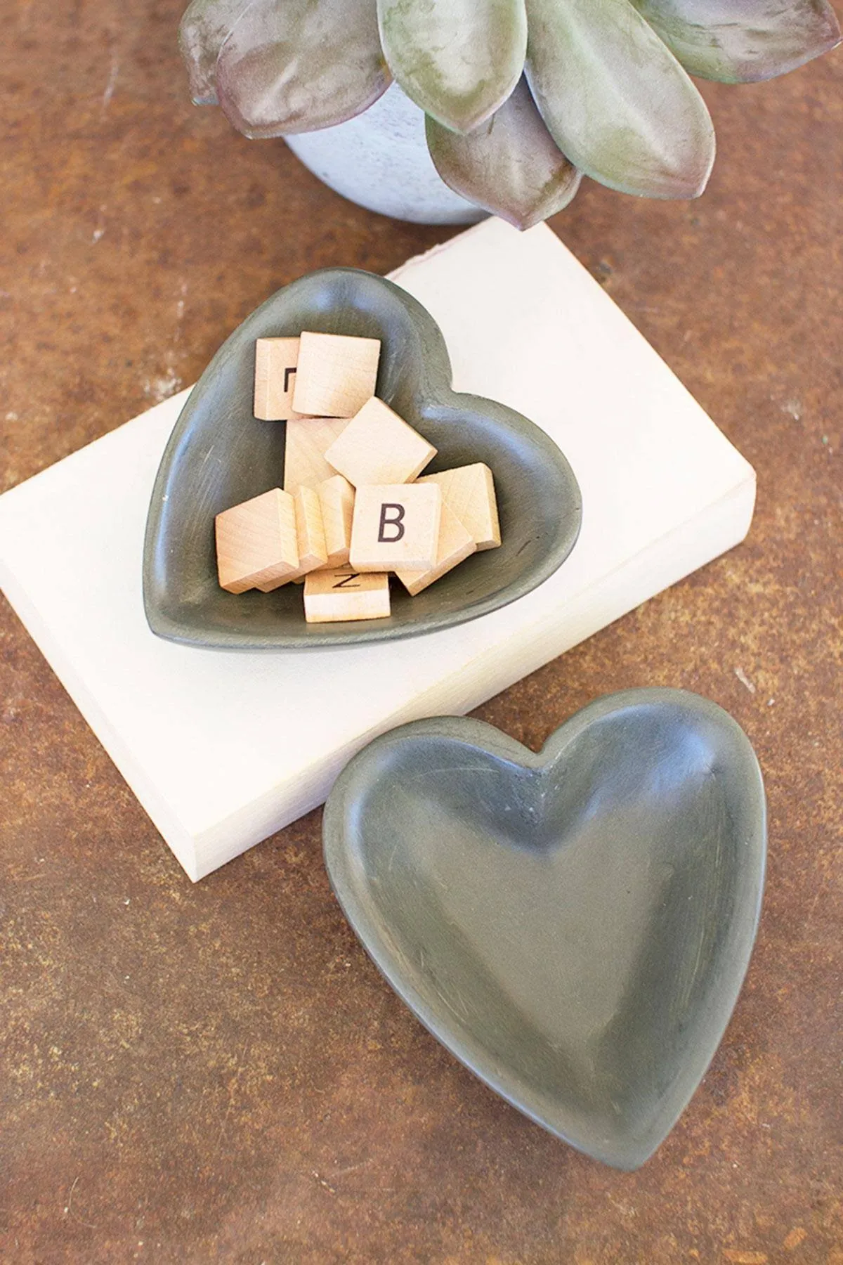 Kalalou Carved Stone Heart Bowl