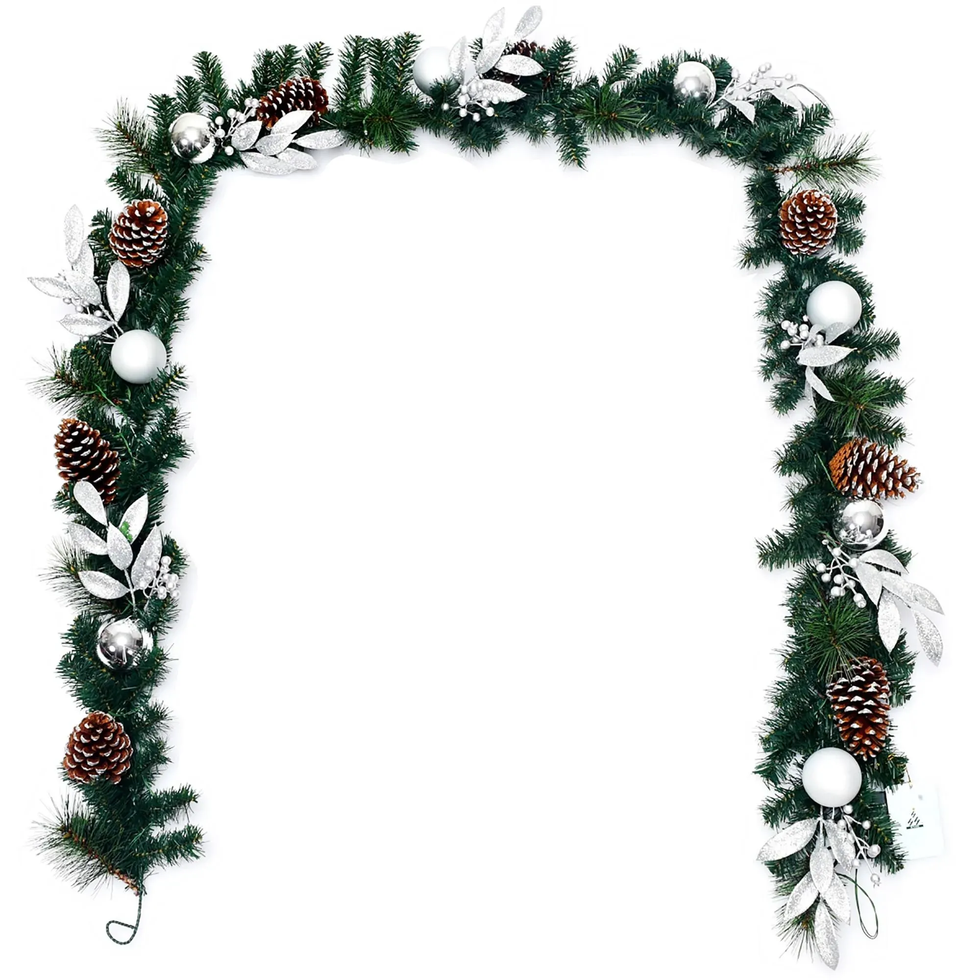 Costway 9ft Pre-Lit Artificial Christmas Garland with Mixed Decorations and LED Lights