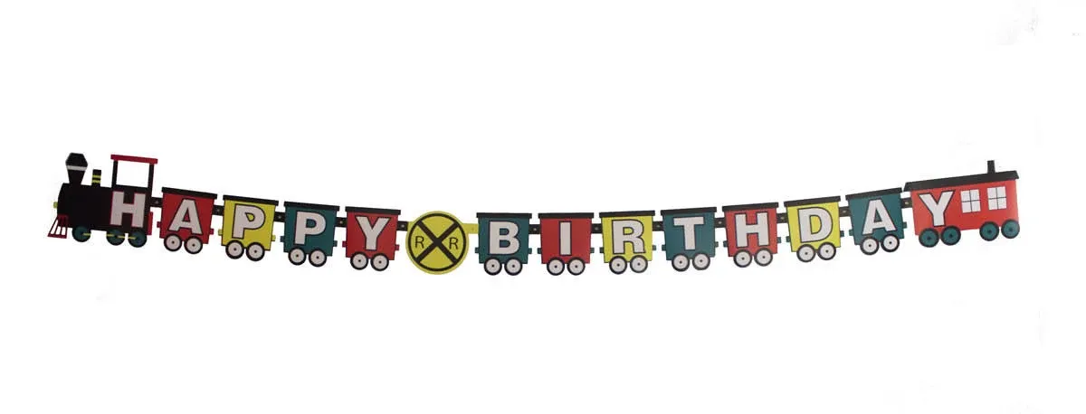 Havercamp Railroad Train Happy Birthday Banner - Great for Polar Express Birthday