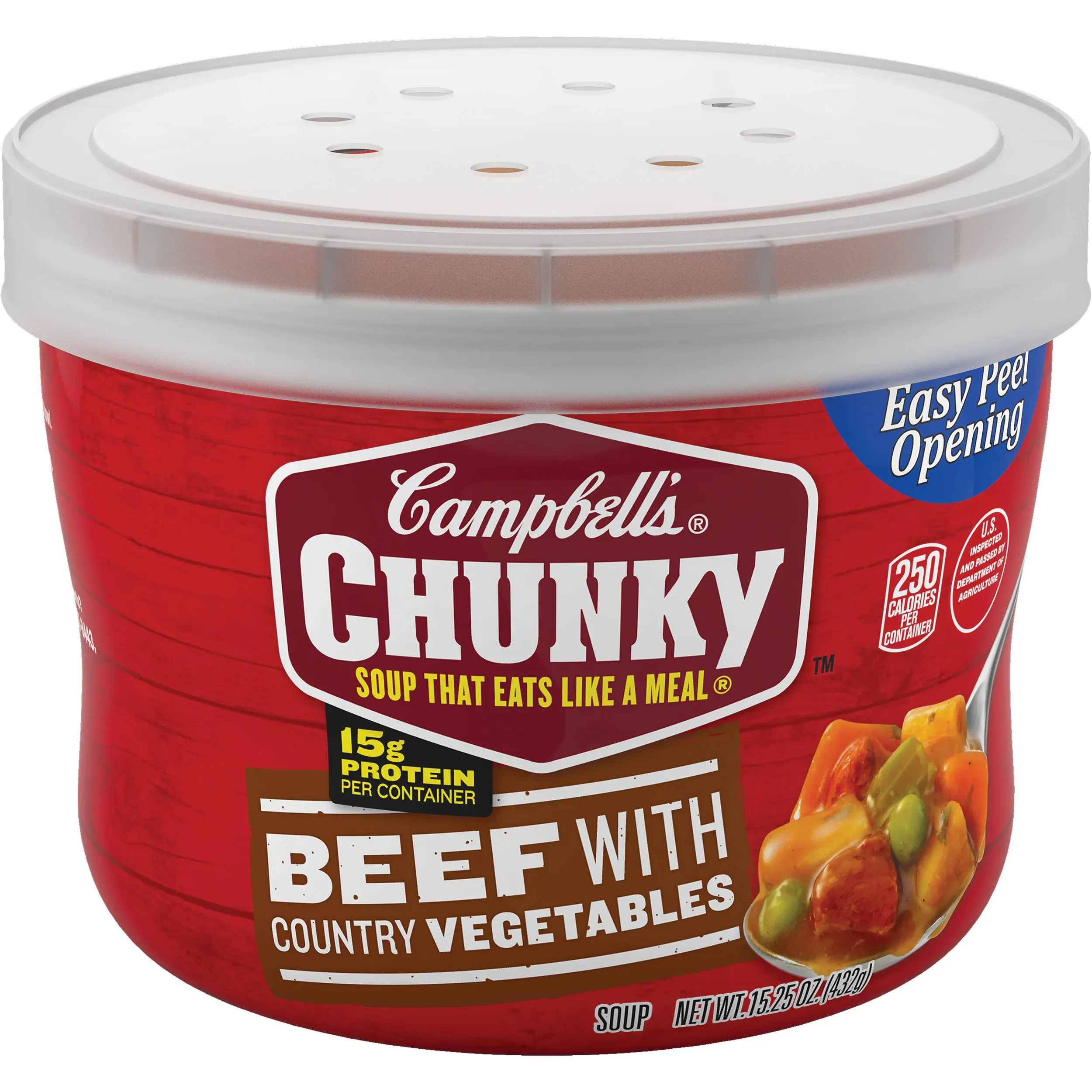 Campbell's Chunky Beef with Country Vegetables Soup Microwavable Bowl, 15.25 oz.