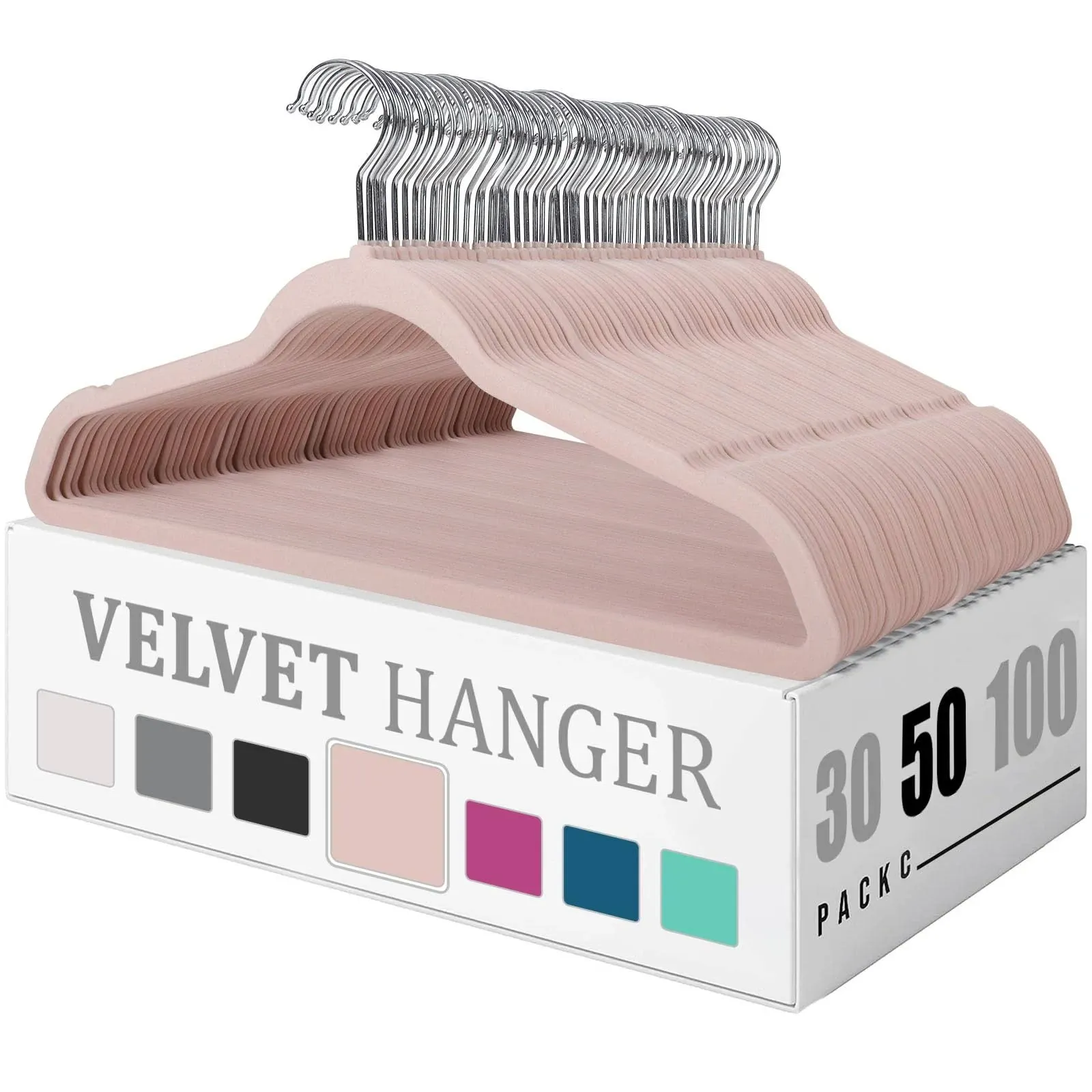 Flysums Premium Velvet Hangers 50 Pack, Heavy Duty Study Pink Hangers for Coats ...