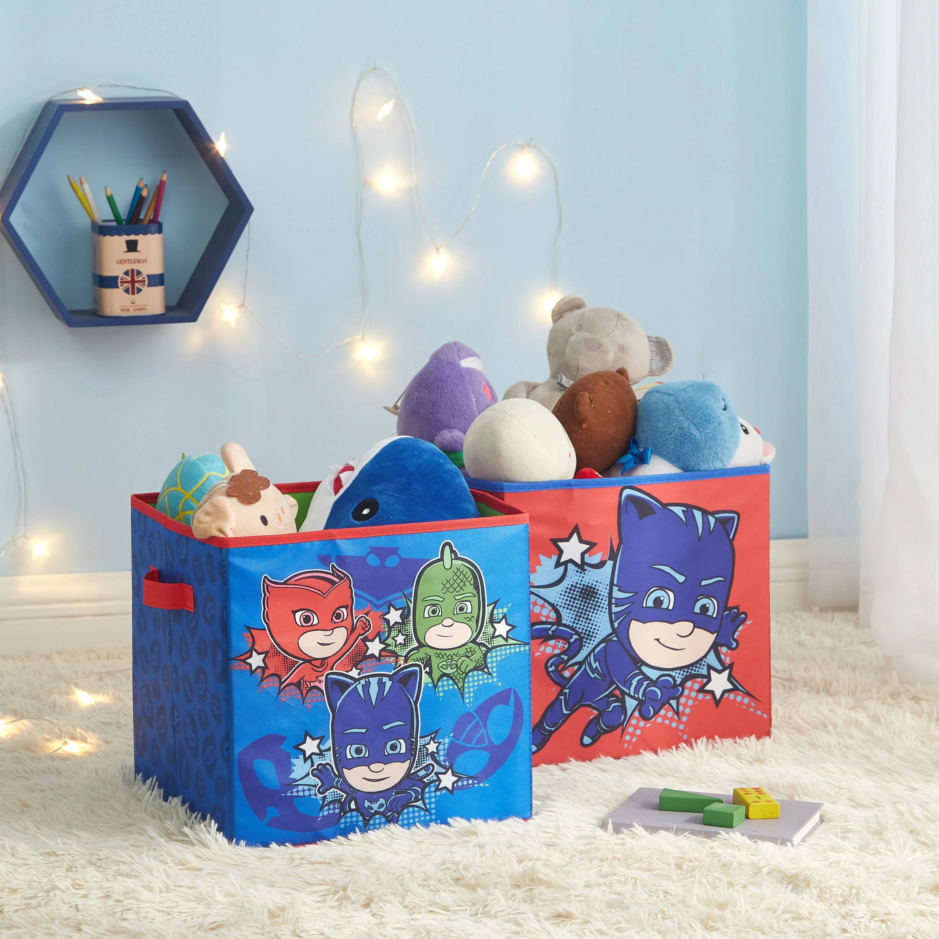 Pj Masks 2 Pack Light Up Kids Storage Cubes