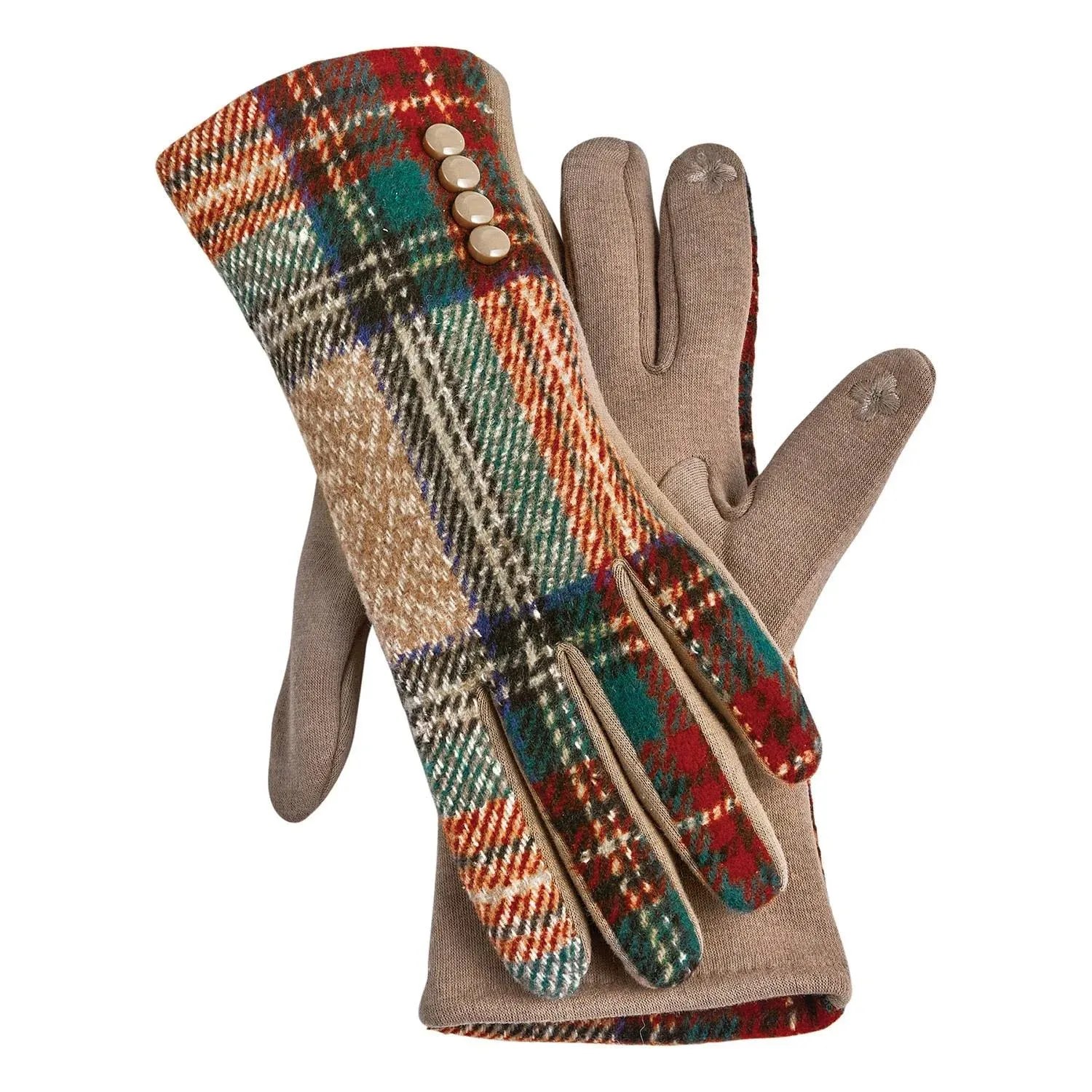 Top It Off Charlie Plaid Gloves - Womens, Camel