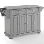 CROSLEY | Alexandria Solid Granite Top Kitchen Island - Gray | Realry