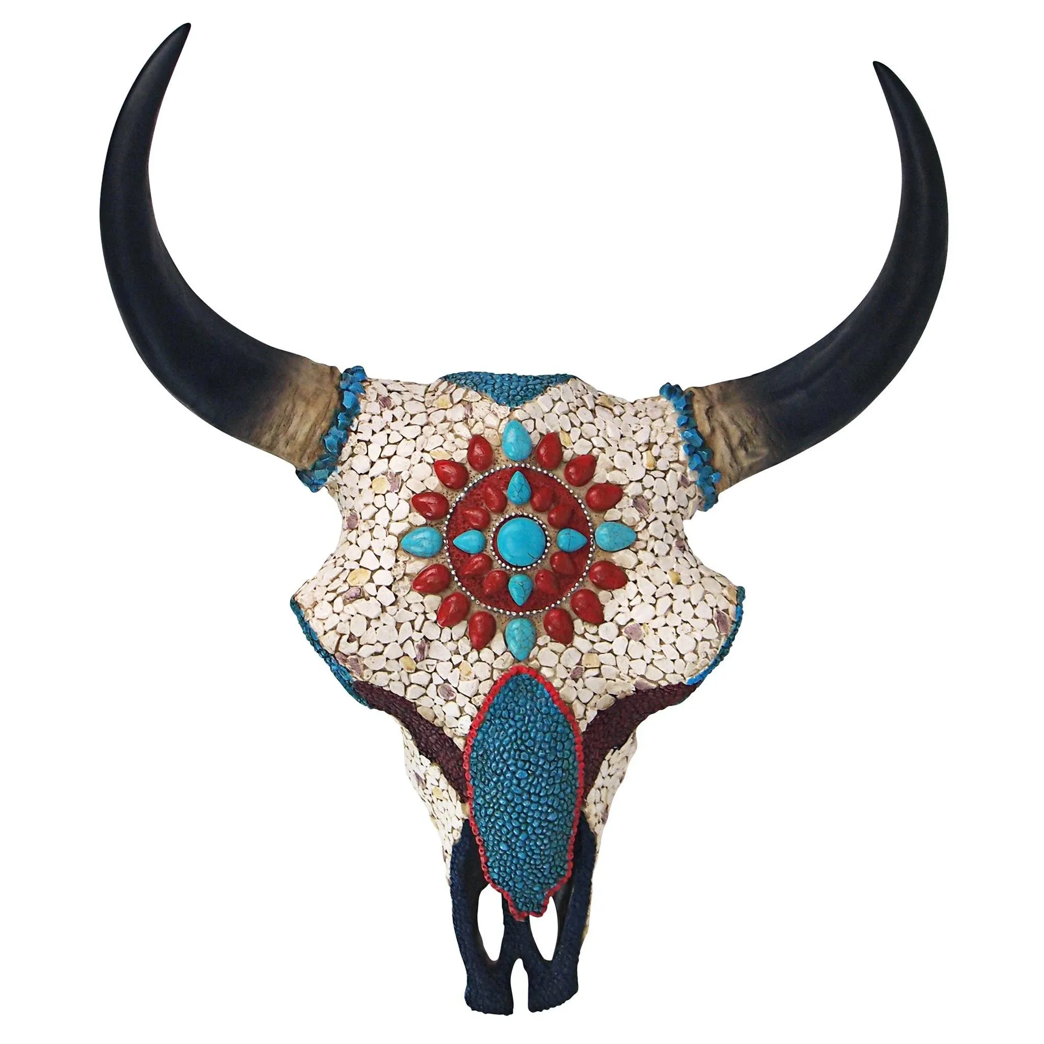 Design Toscano Mystic Plains Warrior Faux Gem Encrusted Cow Skull Wall Sculpture