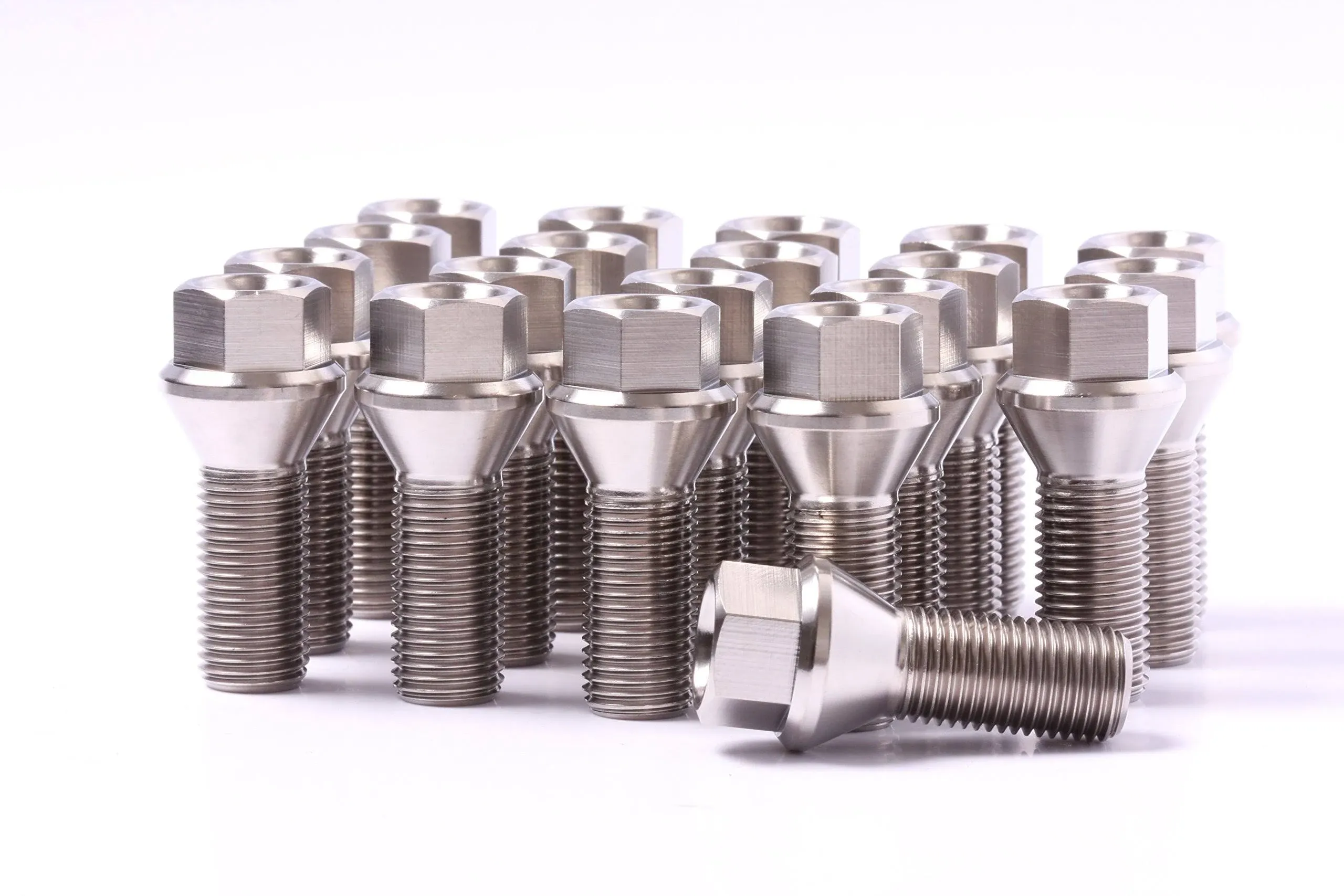 14x1.5 Titanium Lug Bolts 28mm Shank 20 Pieces 6AL4V Aerospace Grade Cone Seat M14x1.5x28