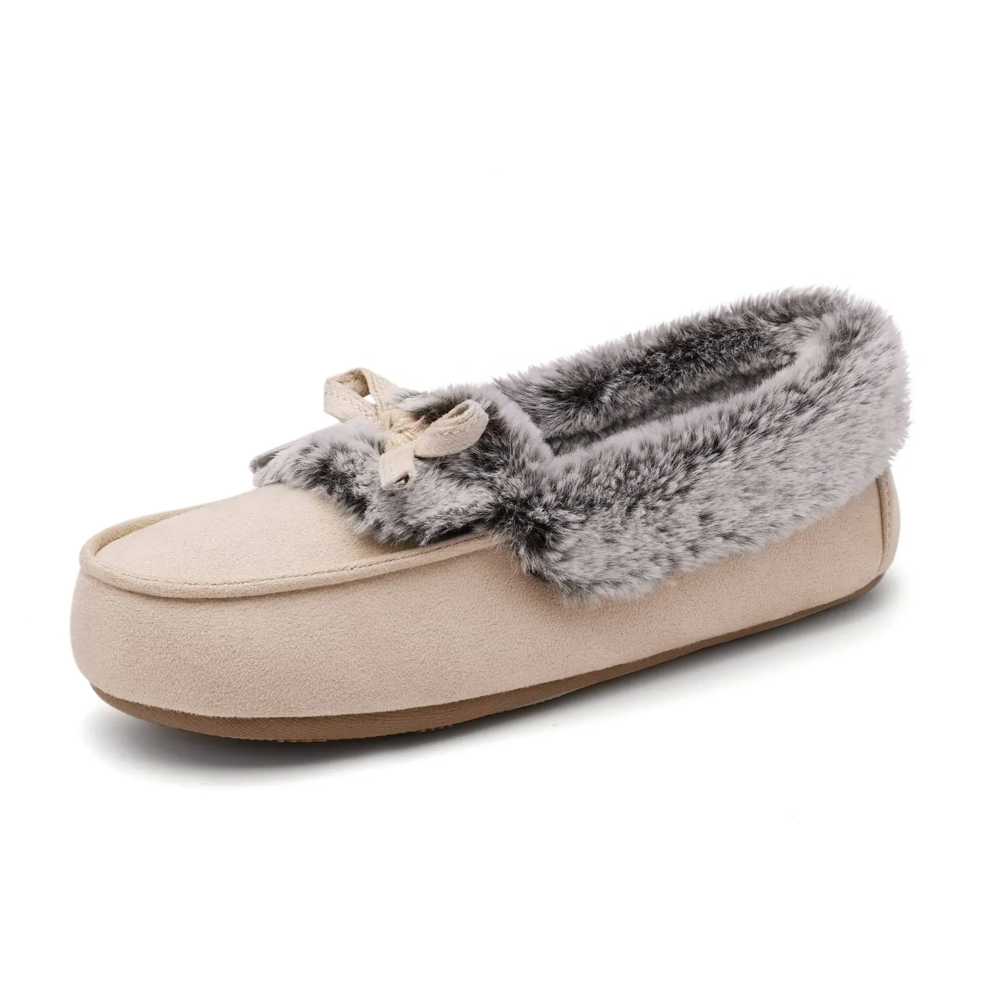 DREAM PAIRS Slippers for Women, House Fuzzy Fluffy Furry Christmas Moccasins Slippers - Warm Faux Fur Lining - Bedroom Indoor Outdoor Non Slip Cozy Cute Slipper