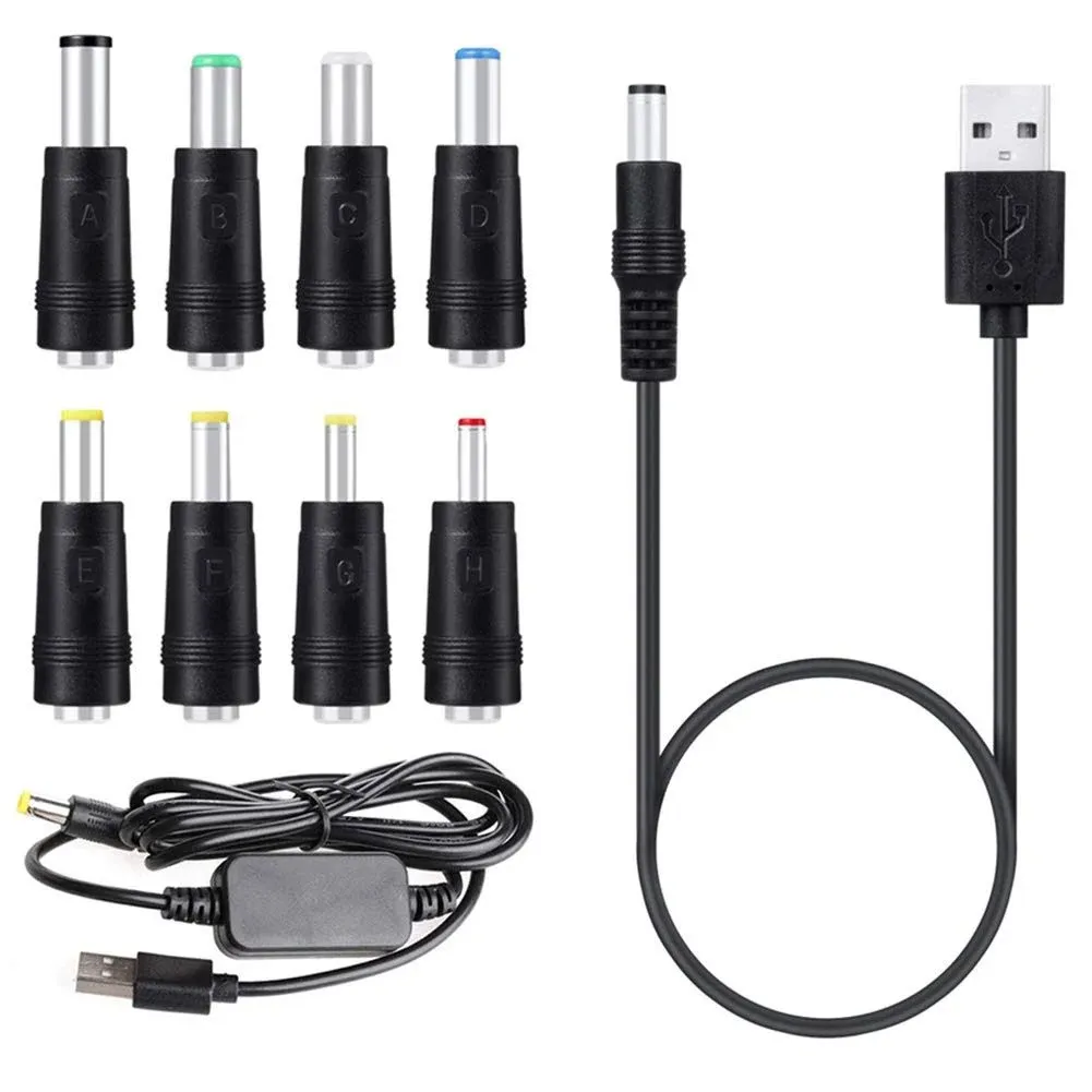 waremew 8 Connectors Adapter USB to DC Power Cable & USB 5V to DC 12V Converter ...