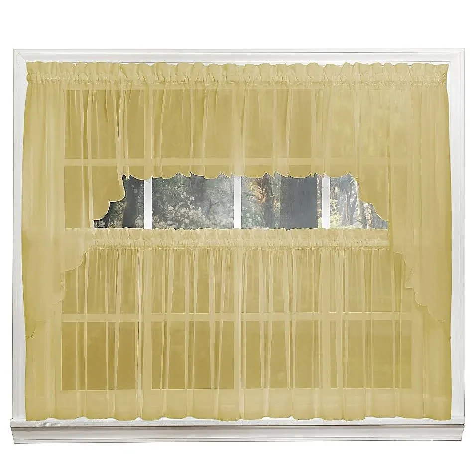 Today's Curtain Emelia Original Voile Valance 14", Gold, 60" W x 14" L