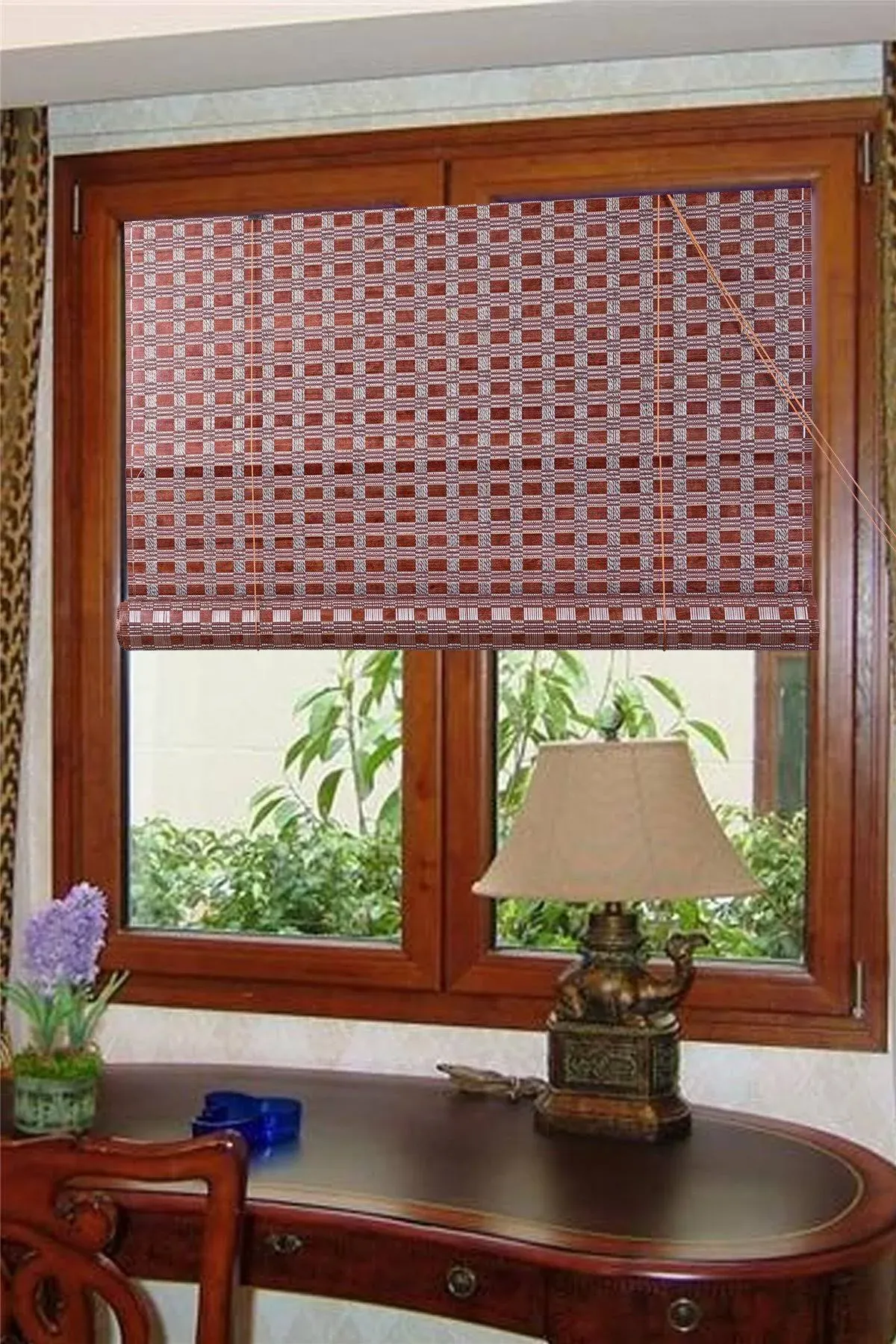 Natural Bamboo Roll Up Window Blind Sun Shade WB-G16 (42 x 72)