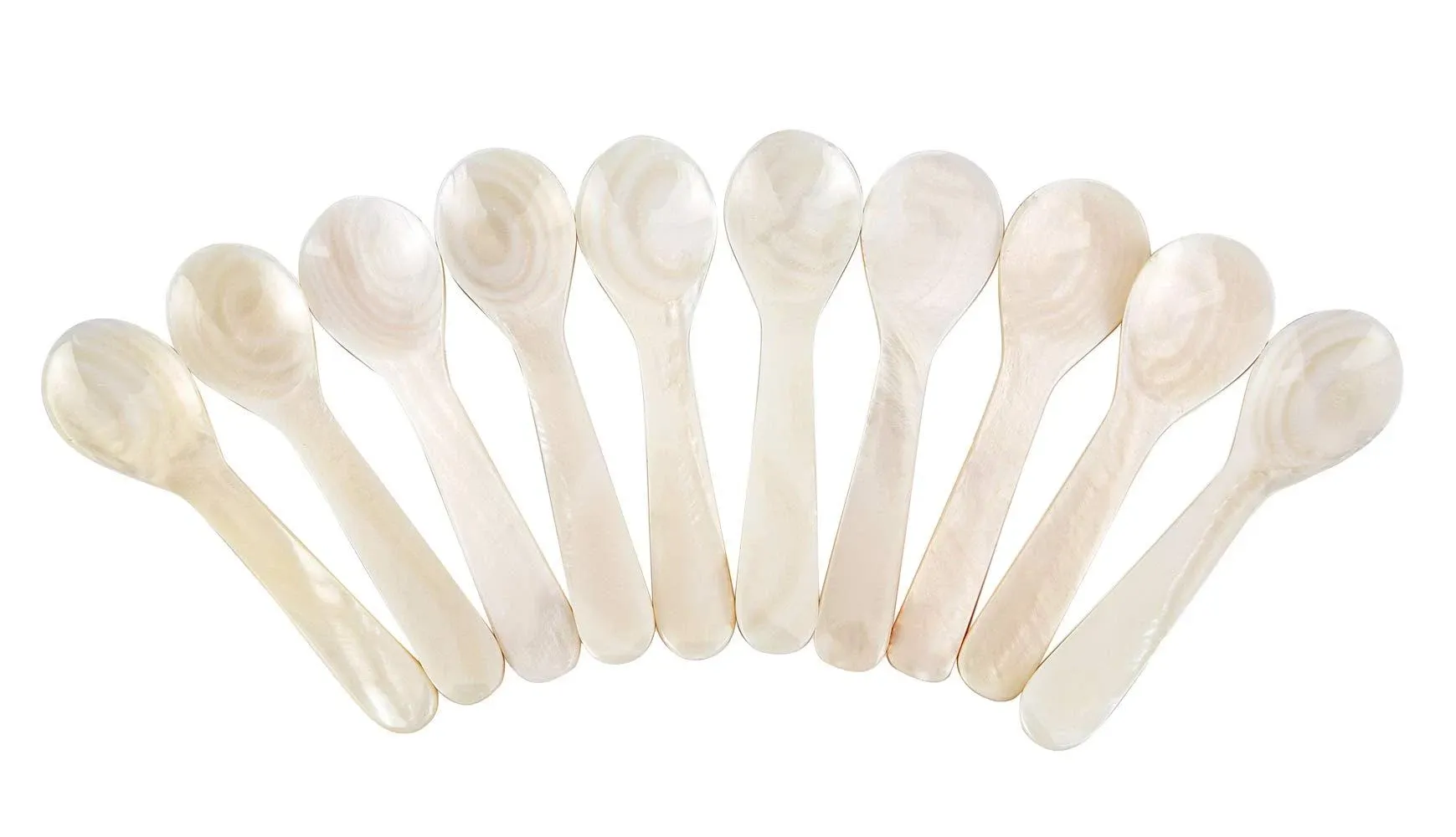 DUEBEL Set of 10 White Mother of Pearl Mop Caviar Spoons for Caviar, Egg ...