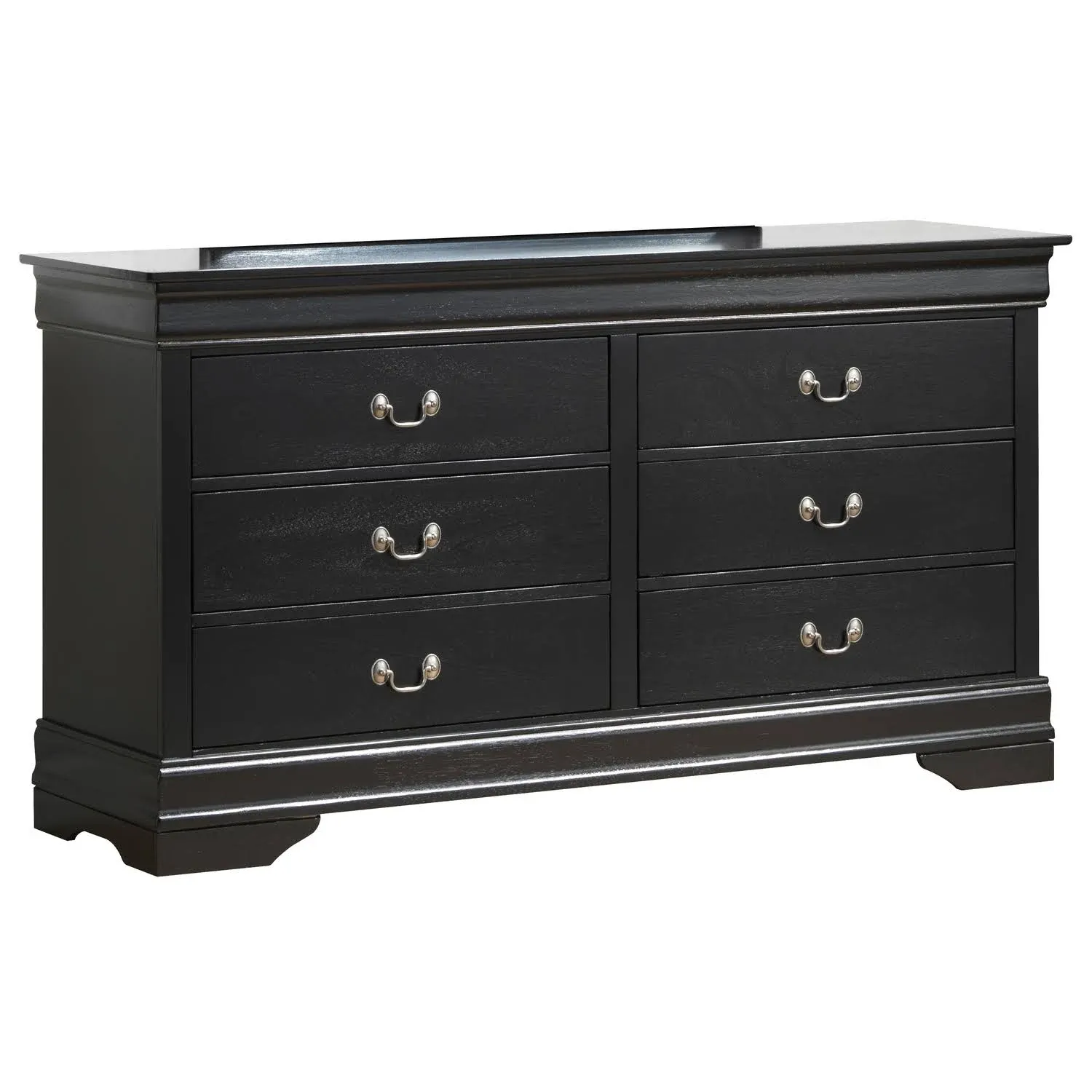 Glory Furniture Louis Phillipe 6 Drawer Dresser in Black