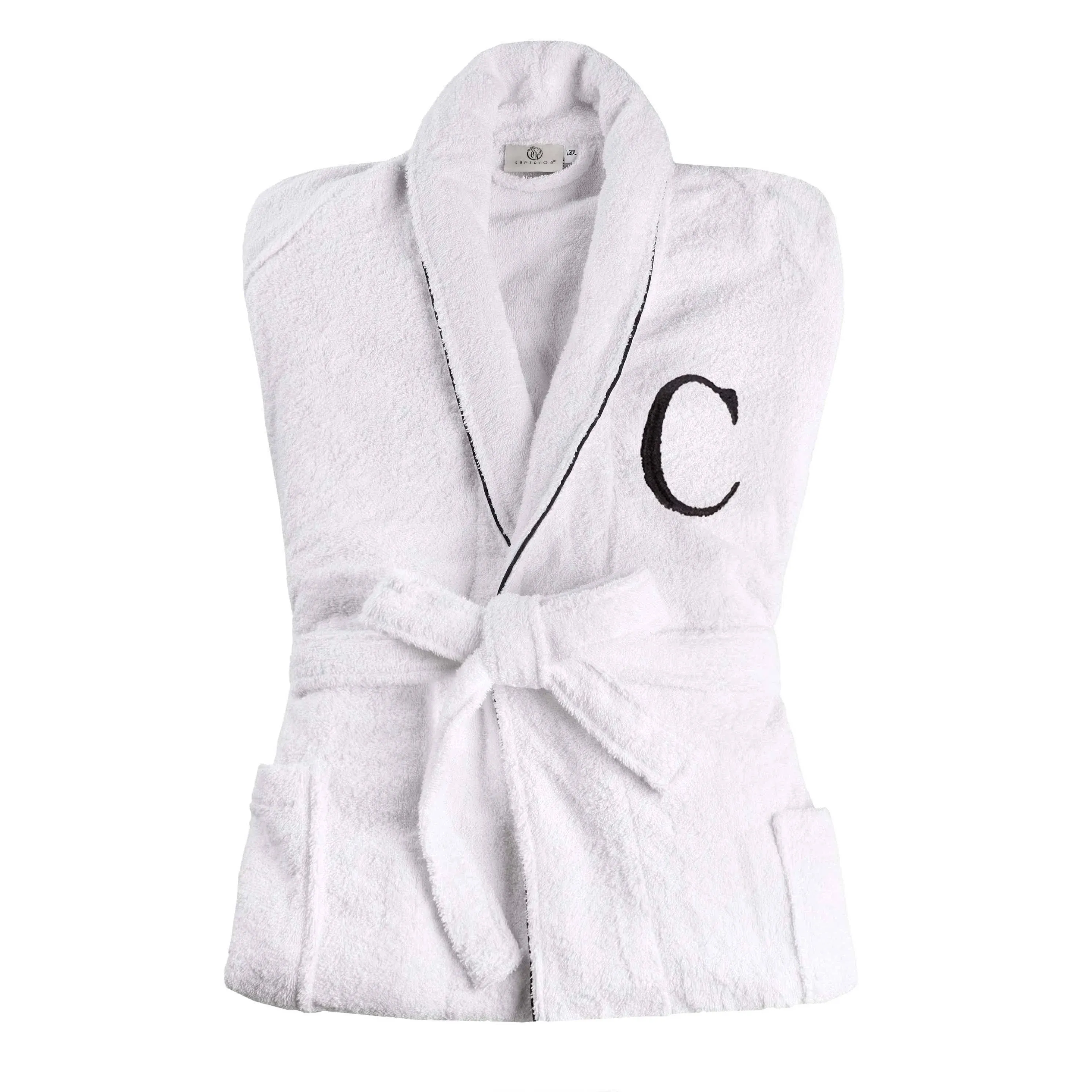 Cotton Embroidered Bathrobe Adults Unisex Bath Robe for Men and Women