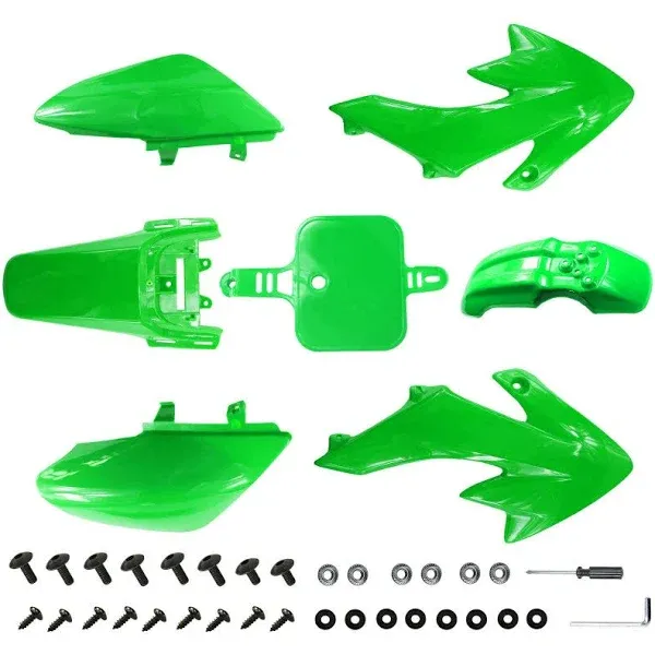 PRO BAT 7 PCs CRF50 Plastic Fender Kit XR50 Fairing Fender Kit Motorcycle Complete Fender Fairing Body Work Kit Fit for CRF 50 XR 50 SDG SSR 107 110 125 Pit Dirt Bike, Green