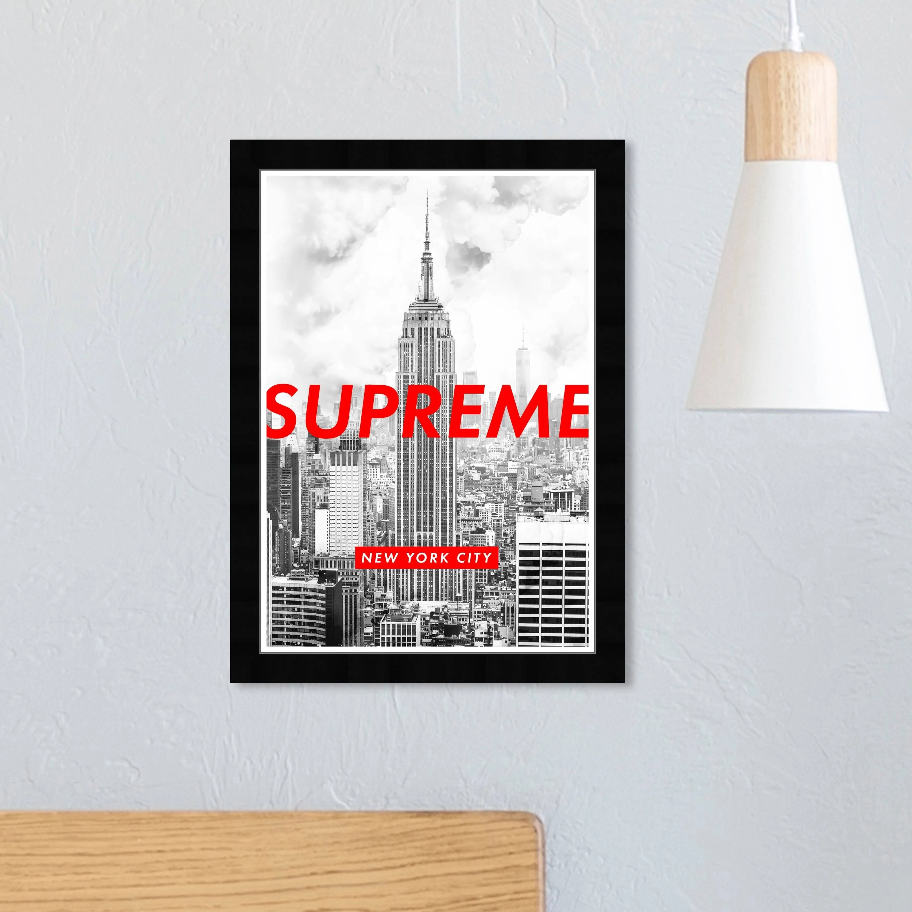 Wynwood Studio Skylines Wall Art Framed Prints 'Urban New York United States Cities Home Décor, Red, Gray, 33829_13x19_SUPERB_PS_NLC