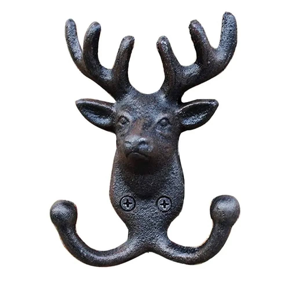 Vintage Cast Iron Deer Antlers Wall Coat Hooks Hanger Rack Wall Decor, Heavy Duty ...