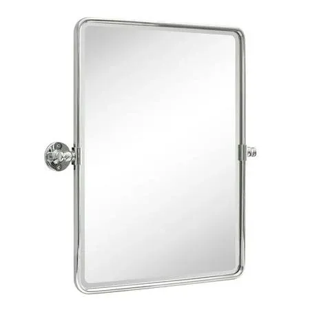 TEHOME Farmhouse Pivot Rectangle Bathroom Mirror Chrome Metal Framed Tilting ...