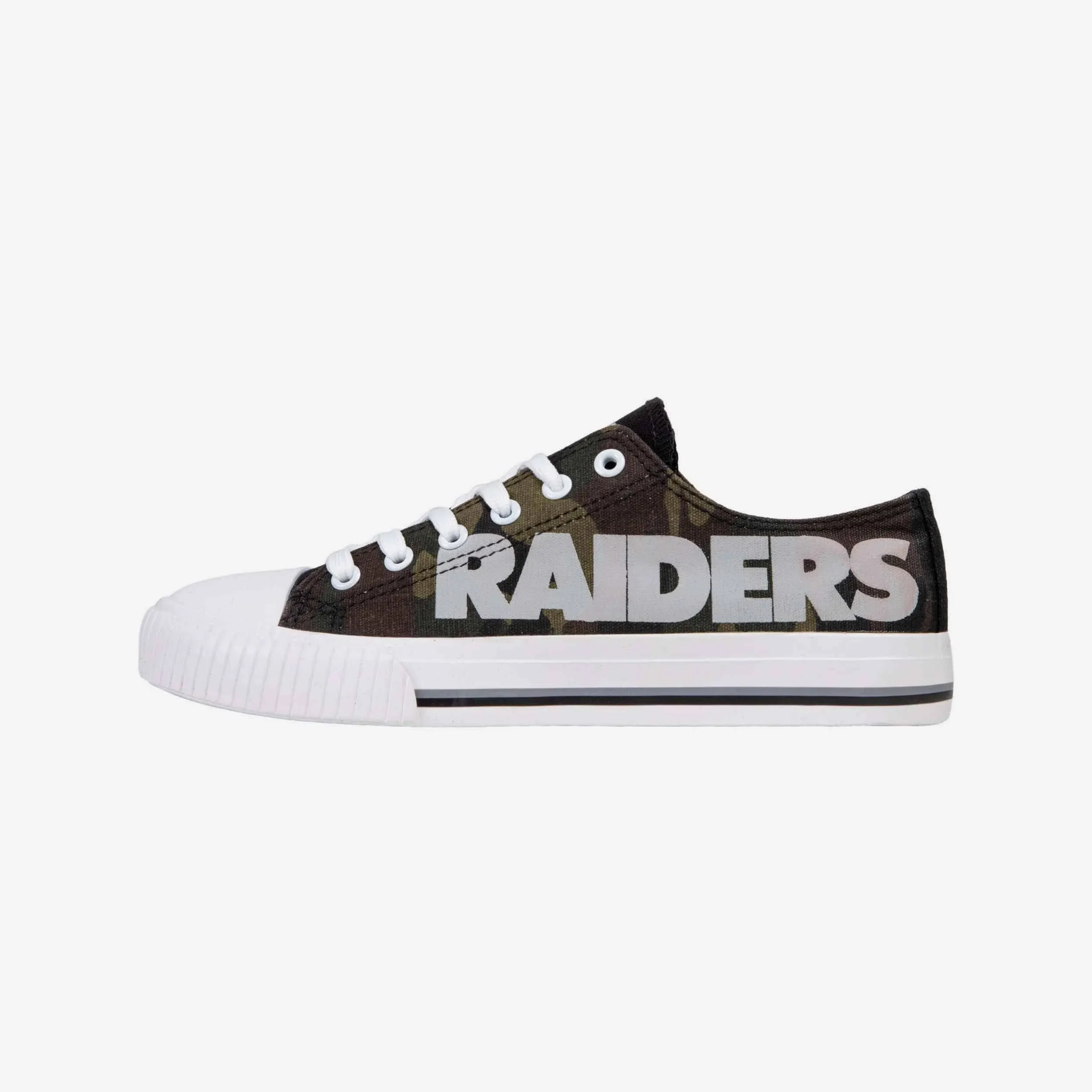 LAS VEGAS RAIDERS NFL WOMENS SNEAKER SZ 7 WOODLAND CAMO CANVAS CHUCK STYLE NWT