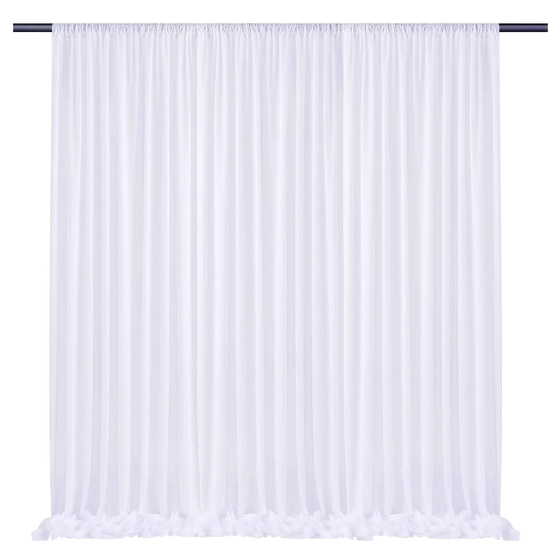 gogoparti 10x10FT White Sheer Backdrop Curtains for Parties, 2 Panels 5x10ft Wrinkle Free Photography Backdrop Drapes, Semitransparent Tulle Curtain for Wedding Home Decoration