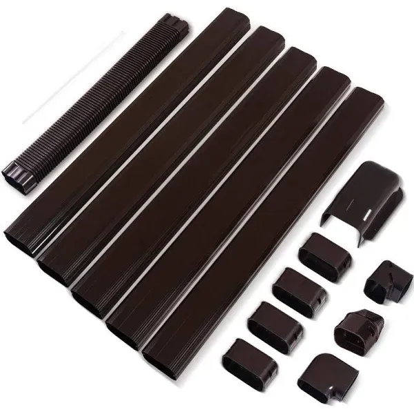 LyPrem 10Ft Mini Split Line Set Cover 3" PVC Line Cover Kit for Mini Split and Central Air Conditioner & Heat Pump(Brown)