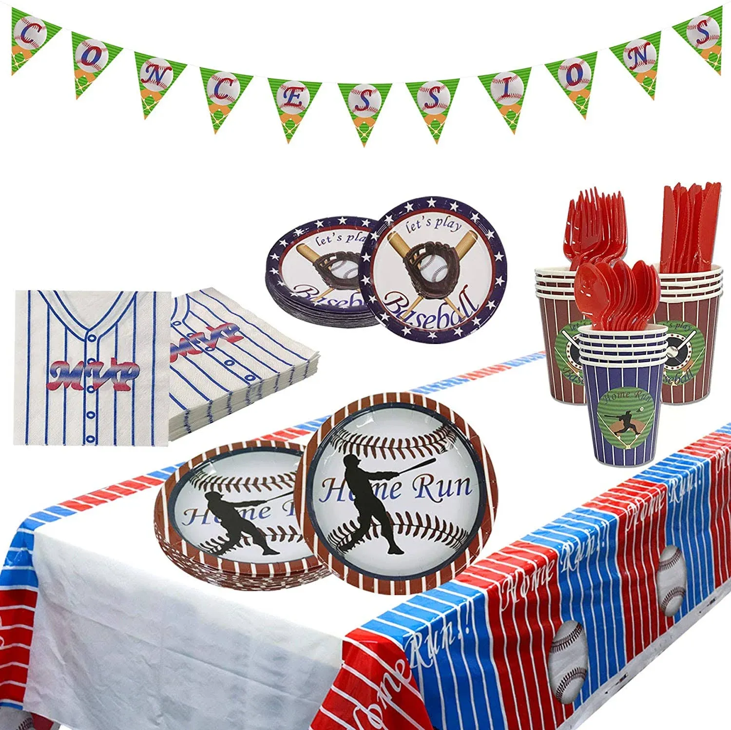 Baseball Party Supplies Sports Tableware Party Pack for Baseball Themed Birthday ...