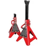 BIG RED 6 Ton Steel Jack Stands for Double Locking, 1 Pair, Red