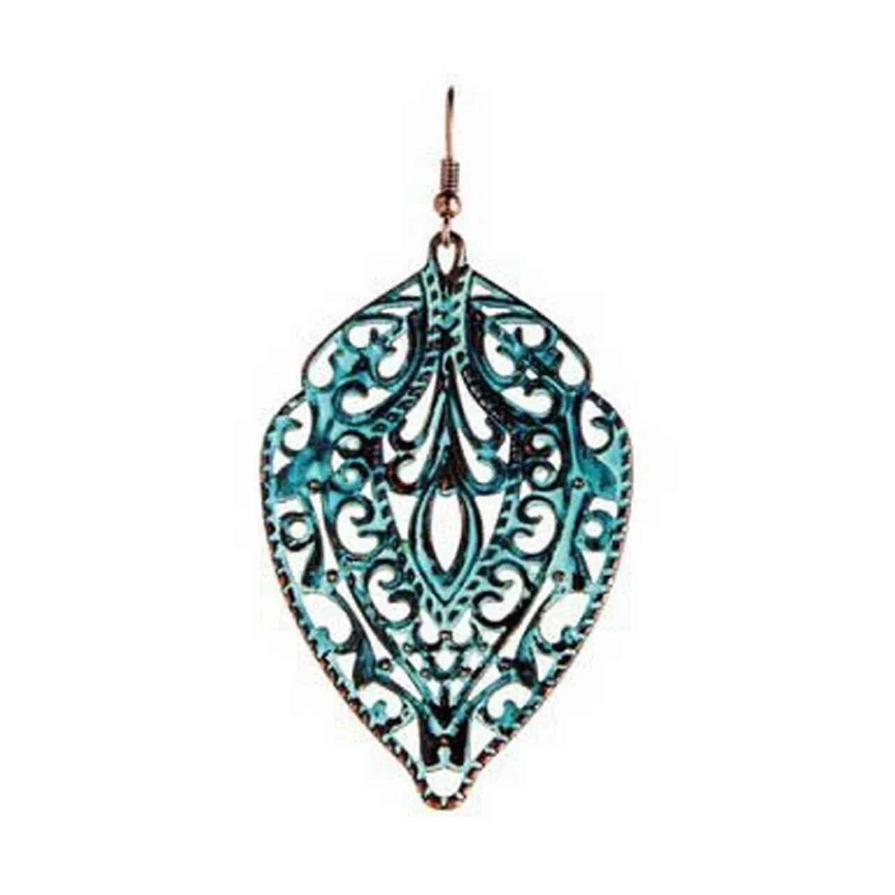 Patina Copper-tone Metal Filigree Dangle Earrings