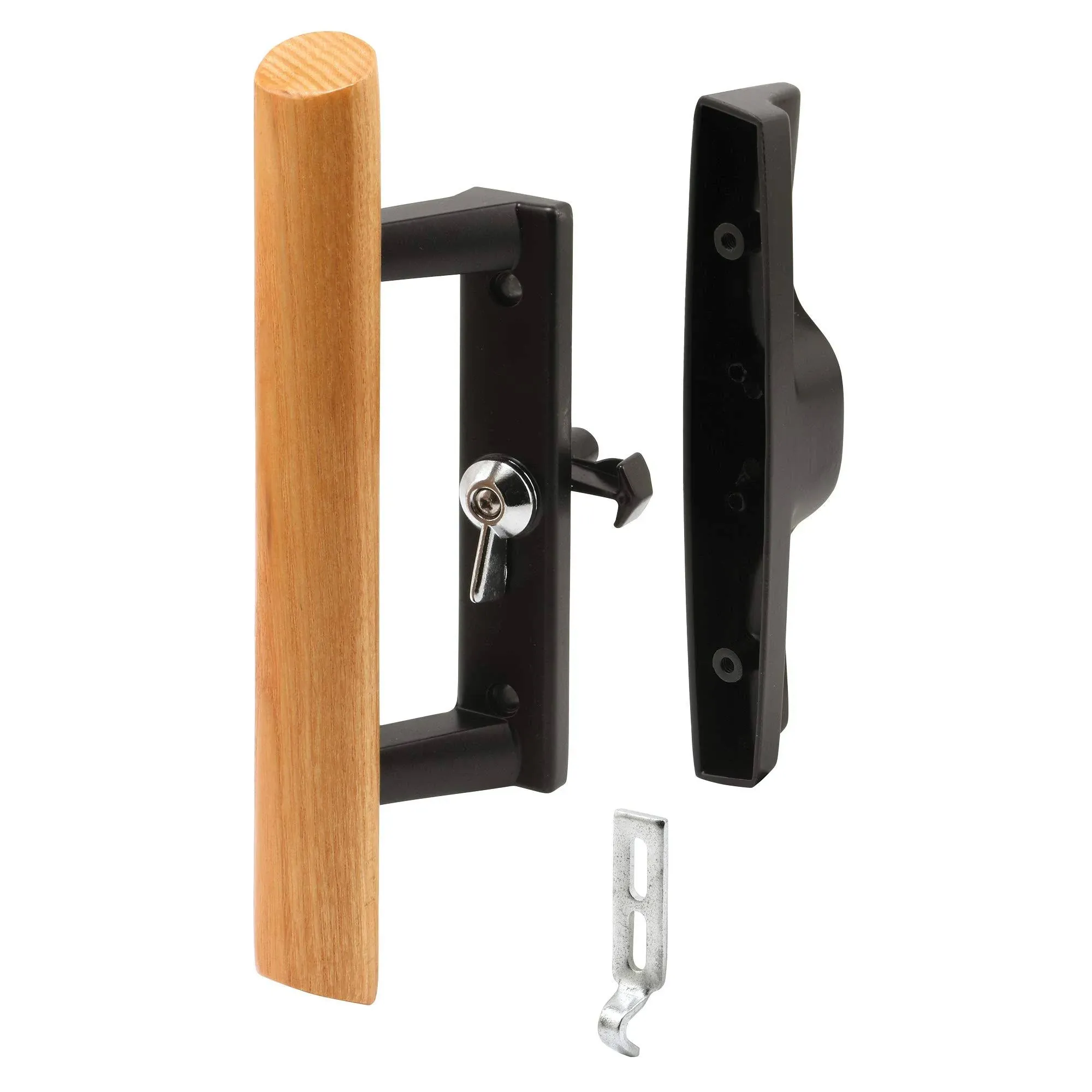 Prime-Line MP1107 Sliding Door Handle Set, Wood Pull, Aluminum Diecast, Painted Black (Single Pack)