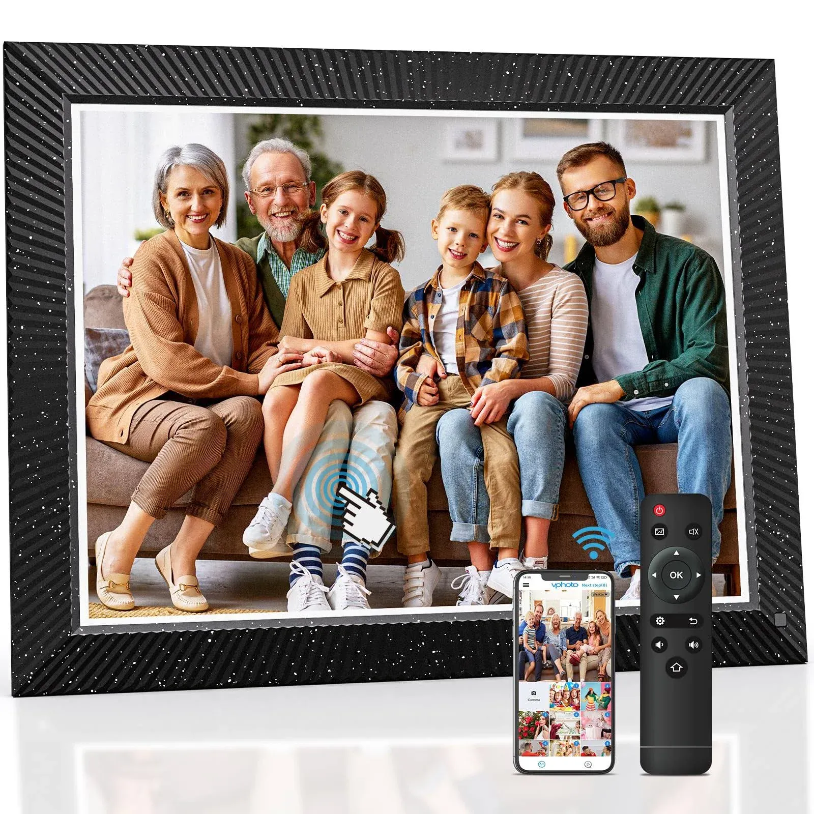 Smart Digital Photo Frame Large Digital Picture Frame - 16.2" IPS Touch Screen, 32GB, Instantly Send Pics from Phone to the Wi-Fi Frames Via App Anywhere, Wall Mounted, Best Christmas Decorations Gift