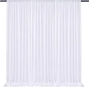 gogoparti 10x10FT White Sheer Backdrop Curtains for Parties, 2 Panels 5x10ft Wrinkle Free Photography Backdrop Drapes, Semitransparent Tulle Curtain for Wedding Home Decoration