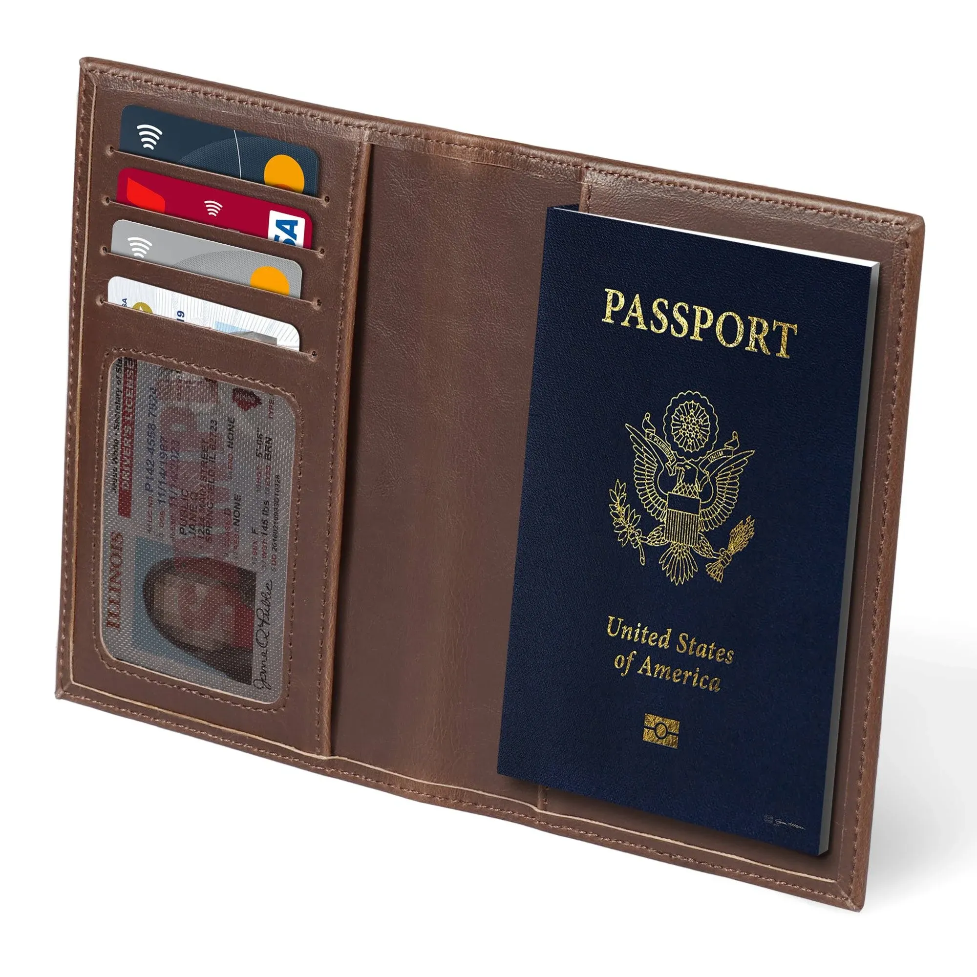 Otto Angelino Slim Passport Wallet with RFID Blocking, Leather Passport and Card ...