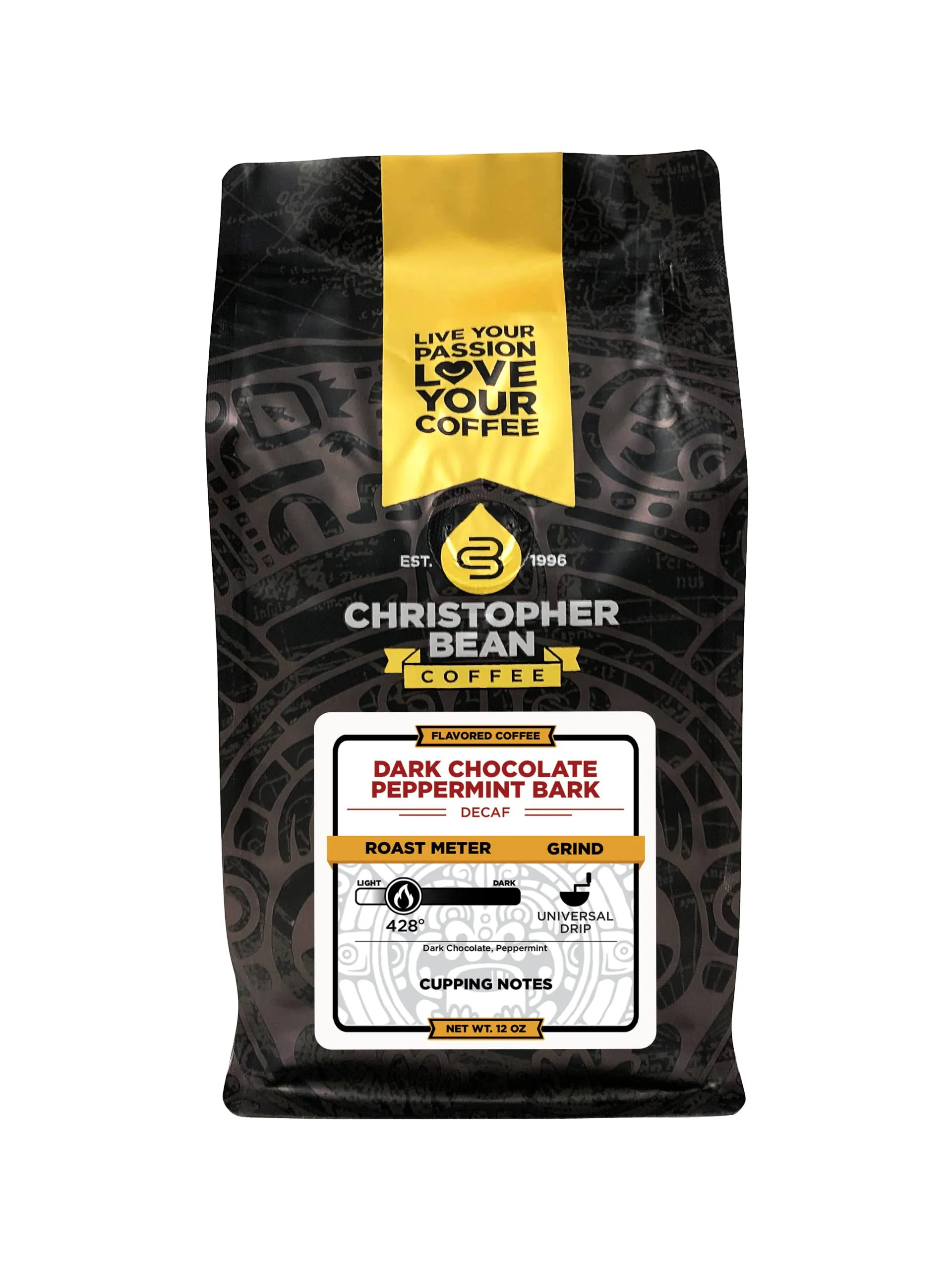 Christopher Bean Coffee - Dark Chocolate Peppermint Bark Flavored Coffee, (Decaf ...