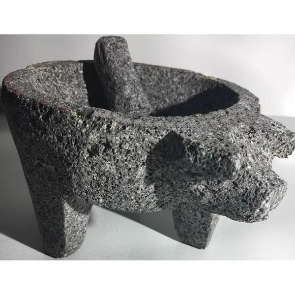 Made in Mexico Genuine Mexican Manual Guacamole Salsa Maker Volcanic Lava Rock Stone Molcajete/Tejolote Mortar and Pestle Herbs Spices Grains