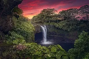 Playverse - Rainbow Falls, Hawaii Waterfall - 500 Piece Jigsaw Puzzle for Adults - 20.4 in. x 14.9 in. | 52 x 38 cm