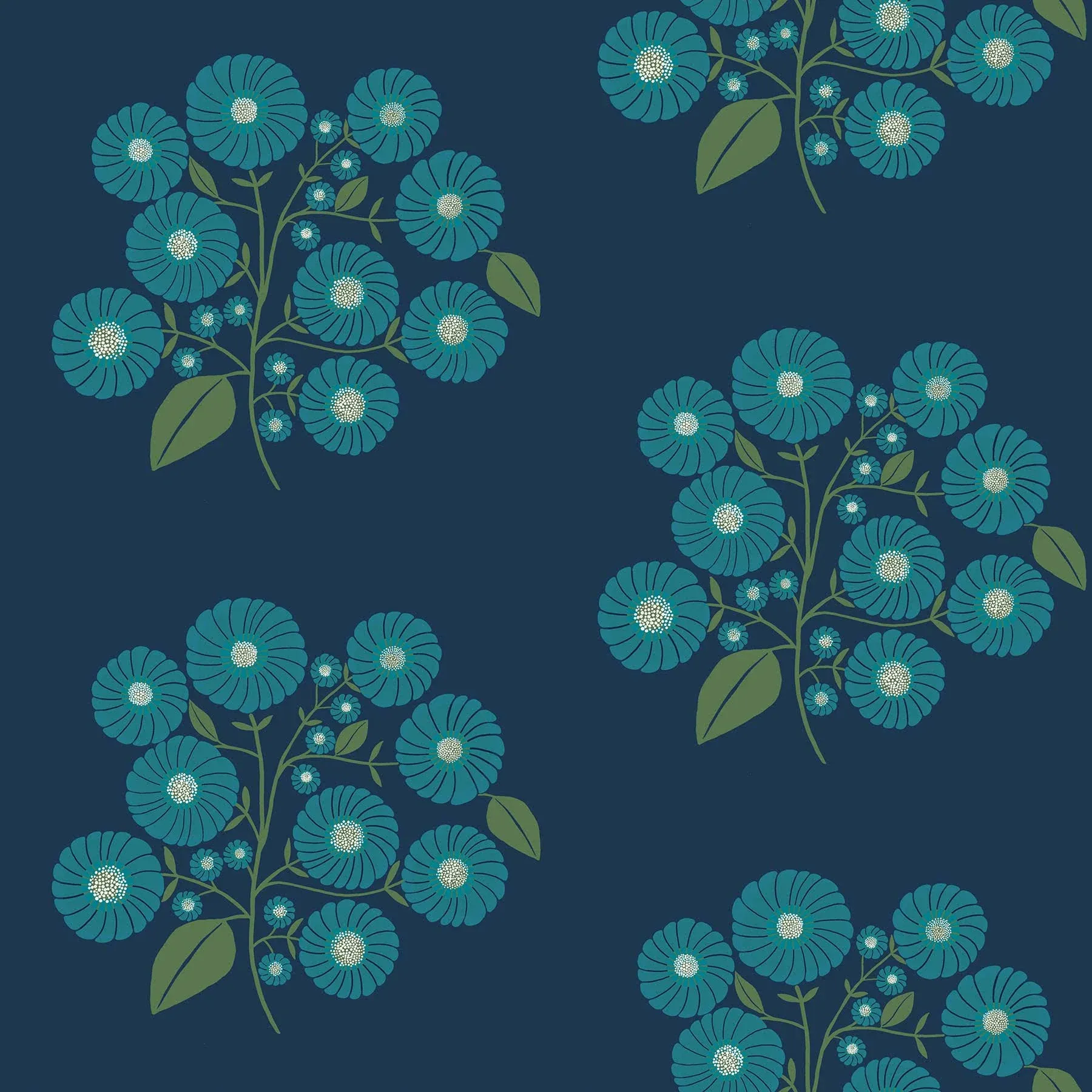 StrawFlower Navy Aqua Peel & Stick Wallpaper,Blue