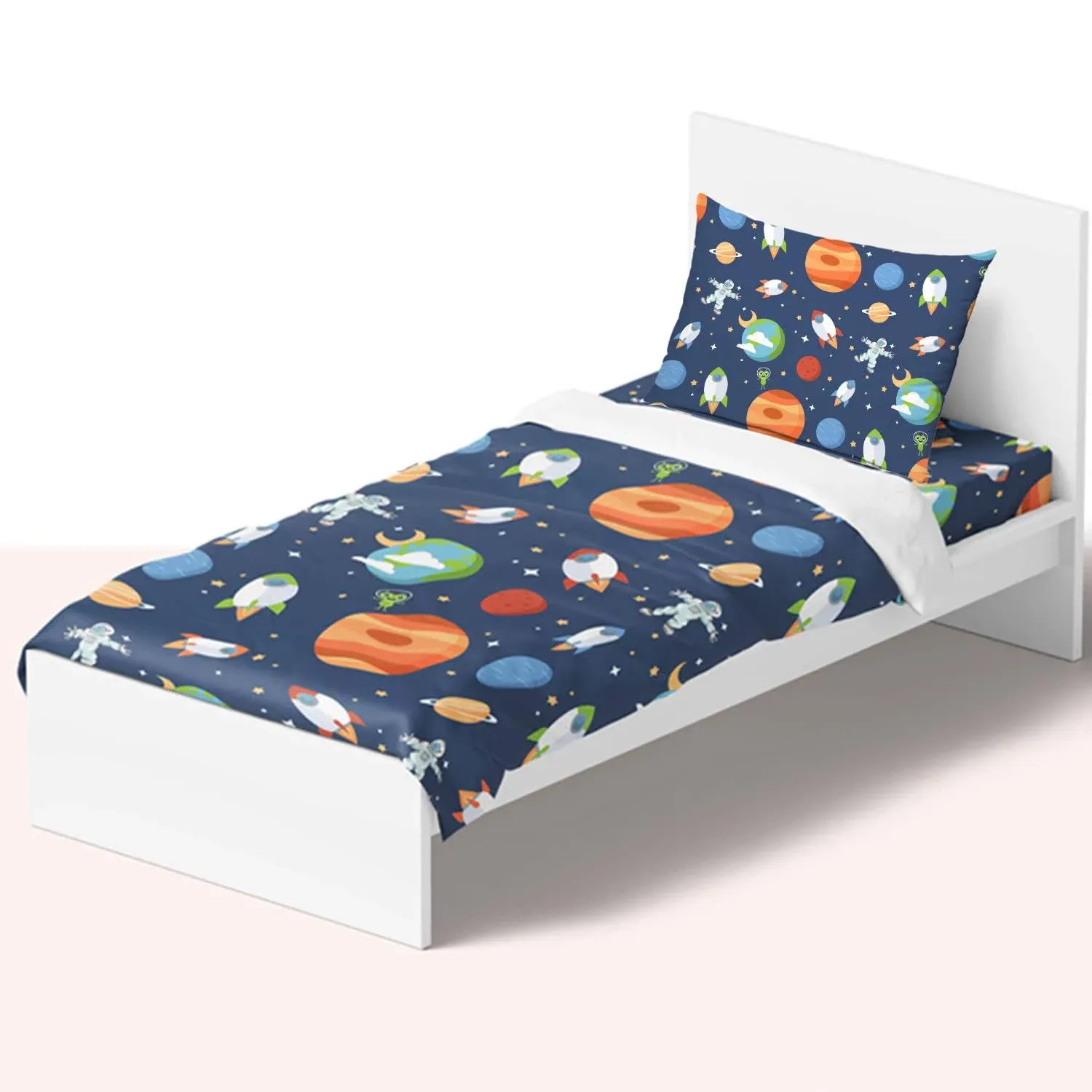 Nikki Peter 100% Cotton Kids Bedsheet Sets for Boys and Girls, Space Twin Sheets, Galaxy Twin Bedding, Easy Care Super Soft Sheets Set - OEKOTEX Certified