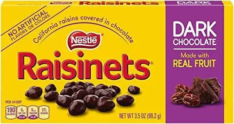 Raisinets Dark Chocolate Covered Raisins, Bulk Ferrero Candy, Perfect Easter Egg Basket Stuffers, 3.1 oz Boxes, Pack of