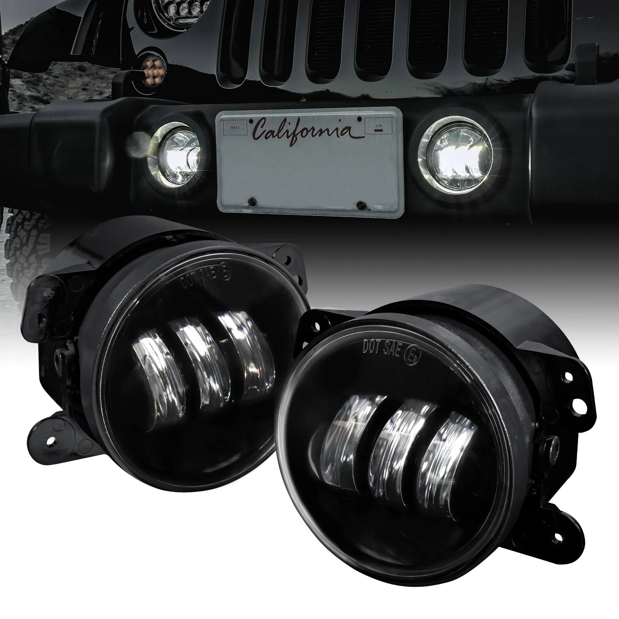 4-Inch LED Fog Light Kit for Jeep Wrangler JK 2007-2018