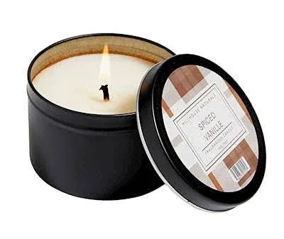 SPICED VANILLE Hillhouse Naturals Black Tin 5 oz Scented Jar Candle