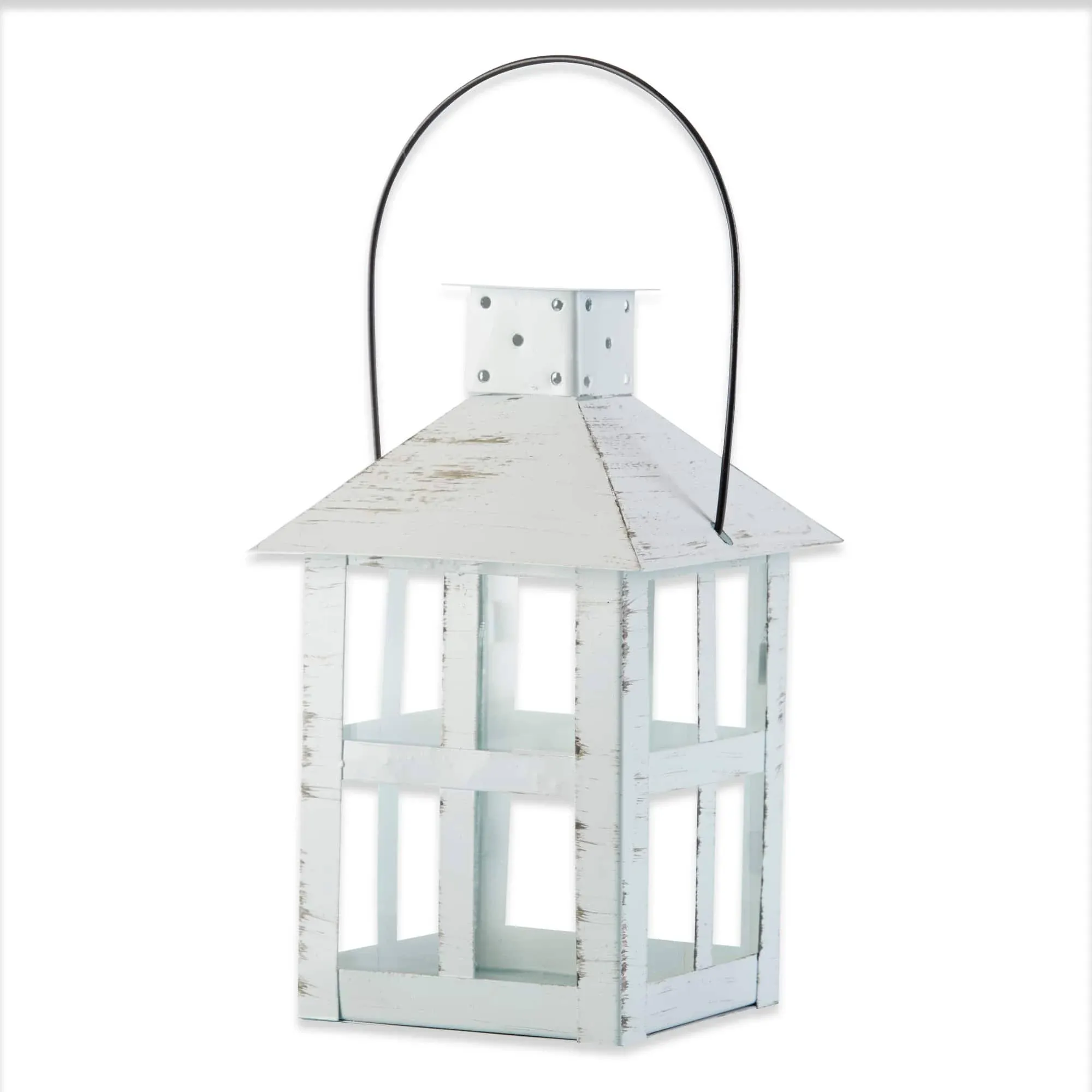 Kate Aspen Vintage-Look Distressed White Extra Large Metal Lantern