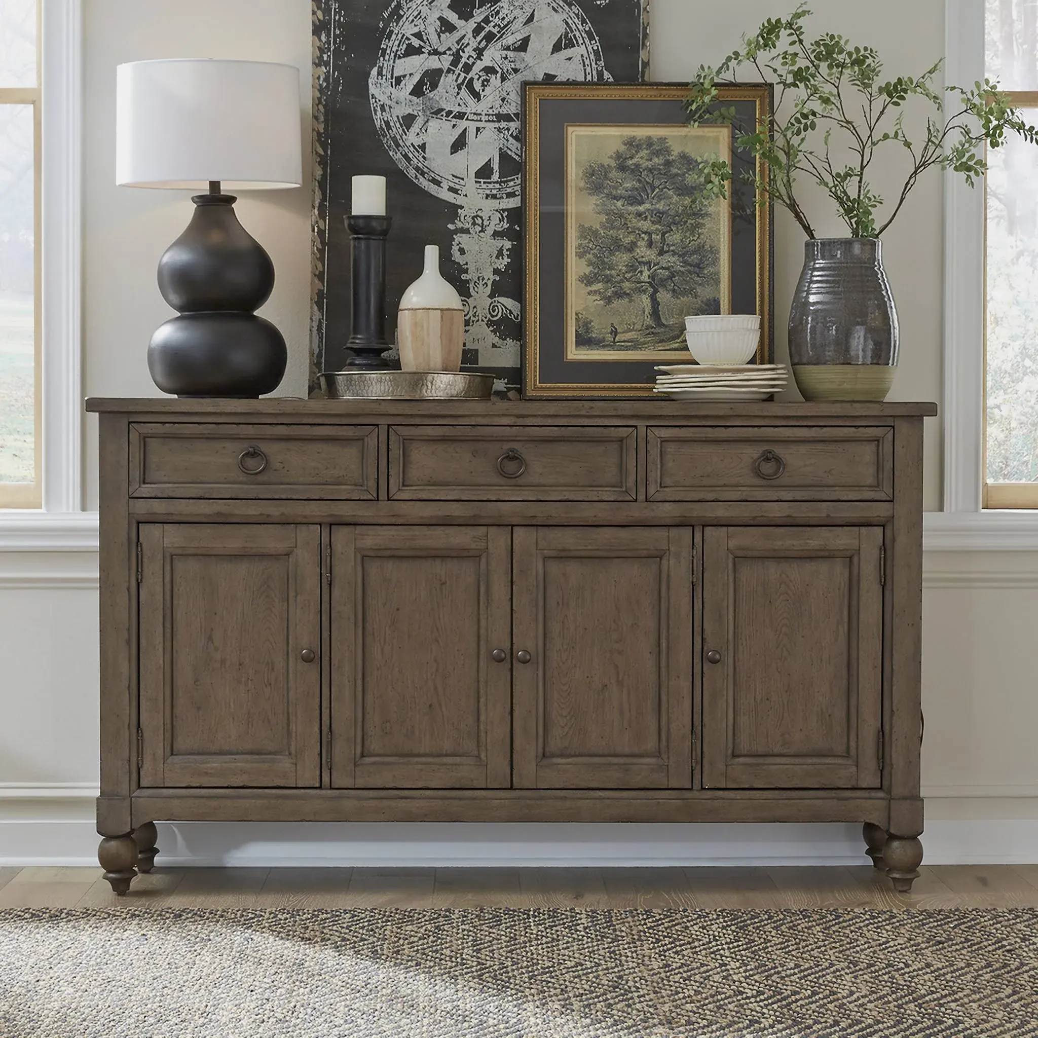 Liberty Americana Farmhouse Dusty Taupe Hall Buffet