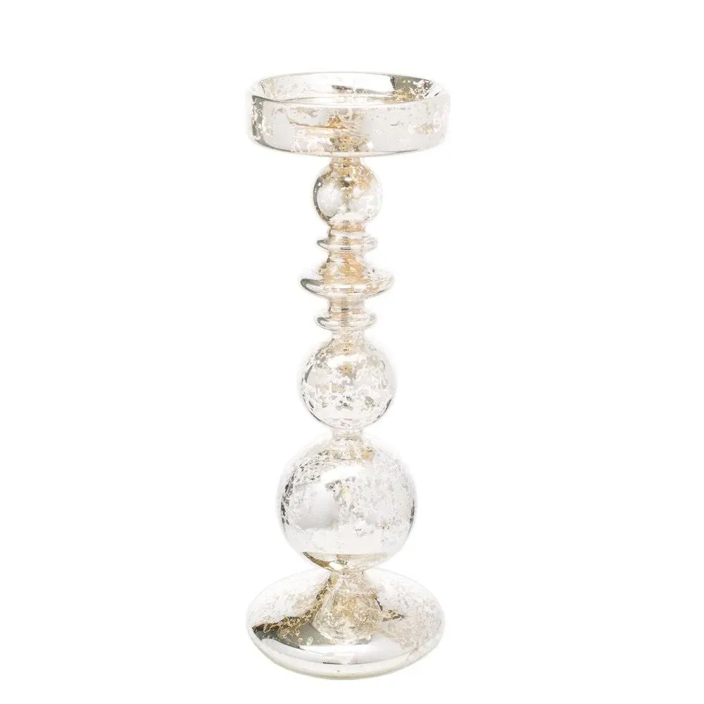 Richland Pillar Candle Holders Unique Mercury Bubble 11" Set of 6