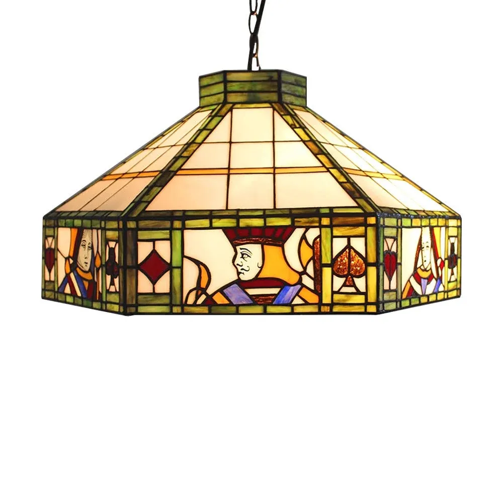 Aeyee Poker Pattern Pendant Light Fixture, Tiffany Hanging Light, 3 Li