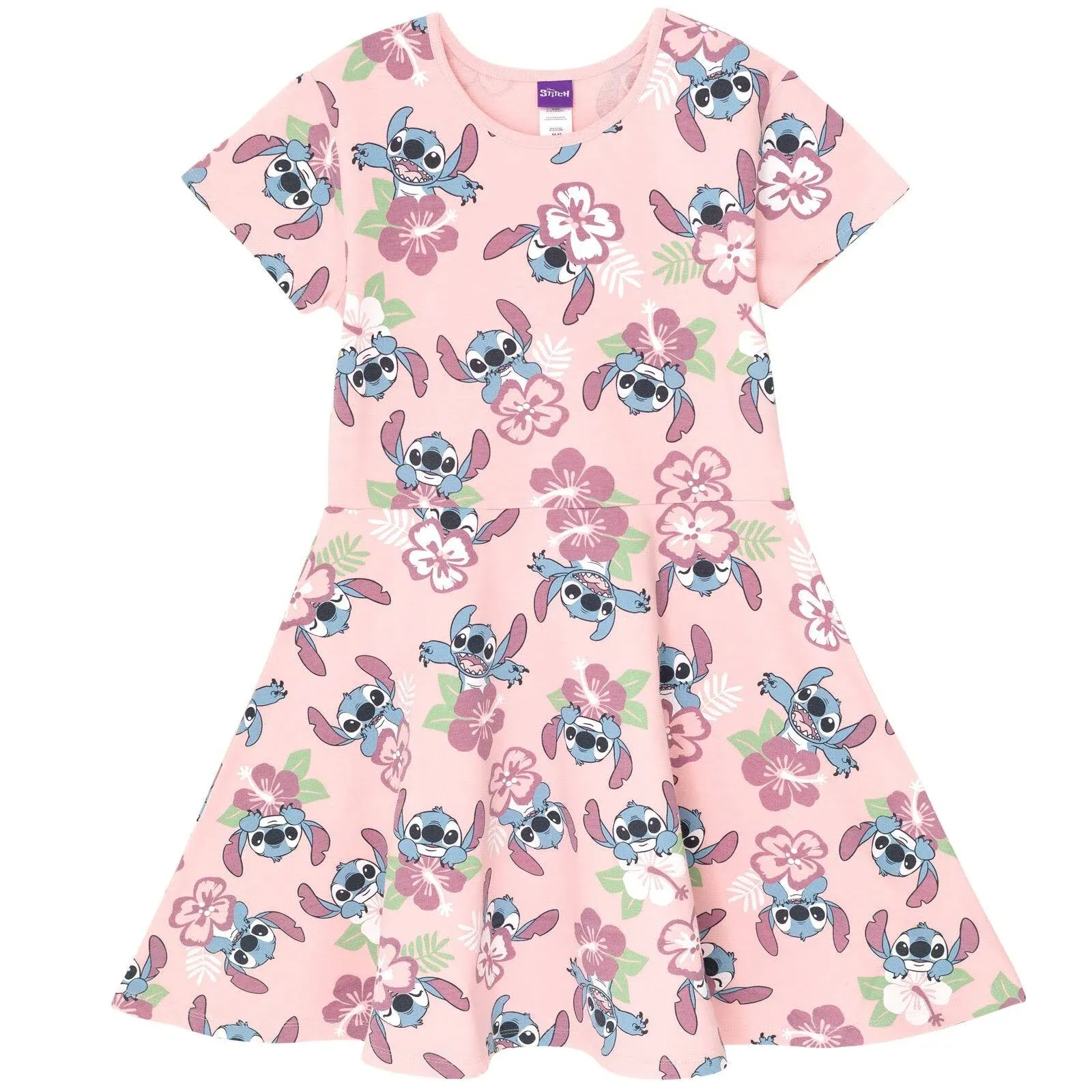 Disney Lilo & Stitch Little Girls French Terry Skater Dress Pink 4