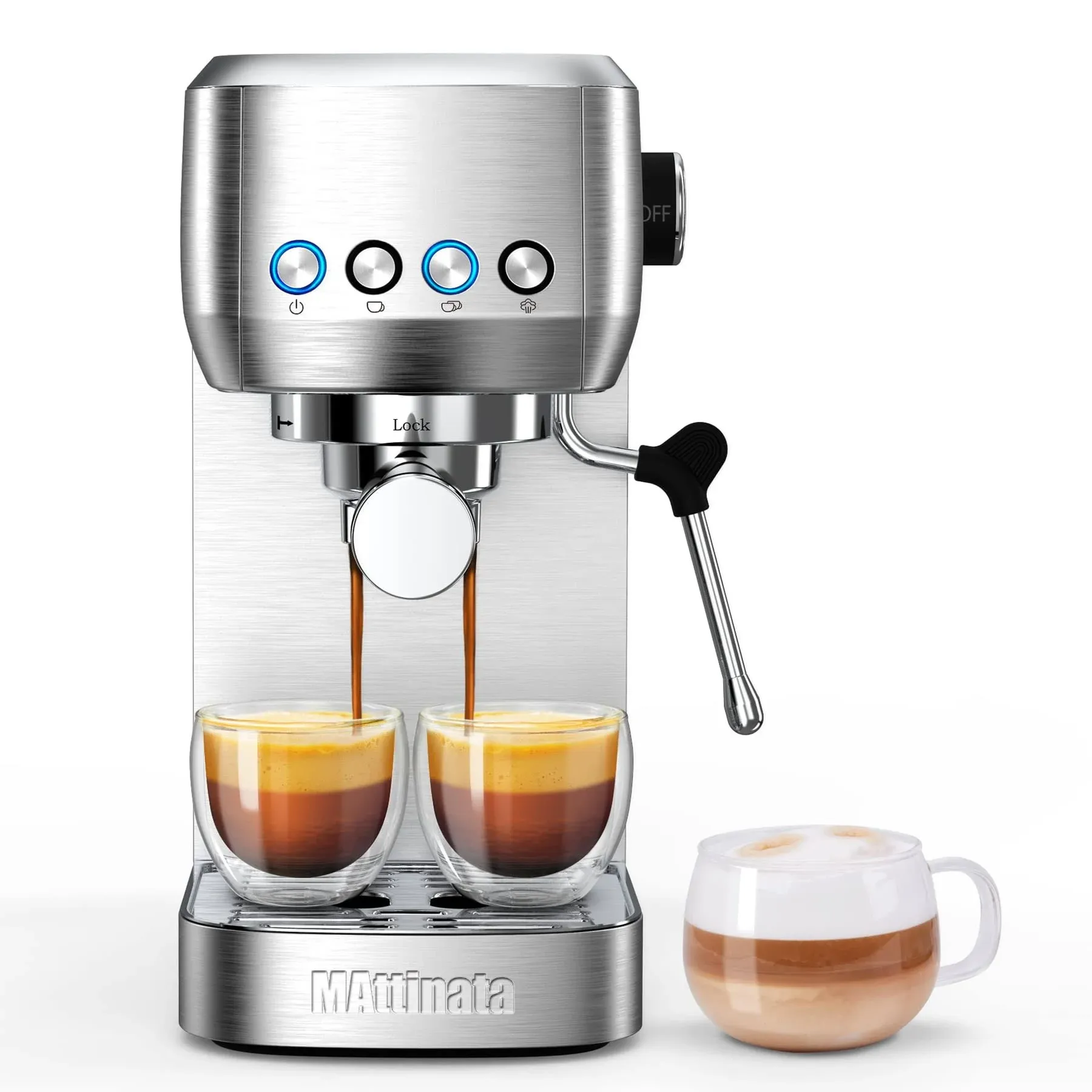 Mattinata Espresso Machine, 20 Bar Espresso Maker with Milk Frother/Steam Wand ...