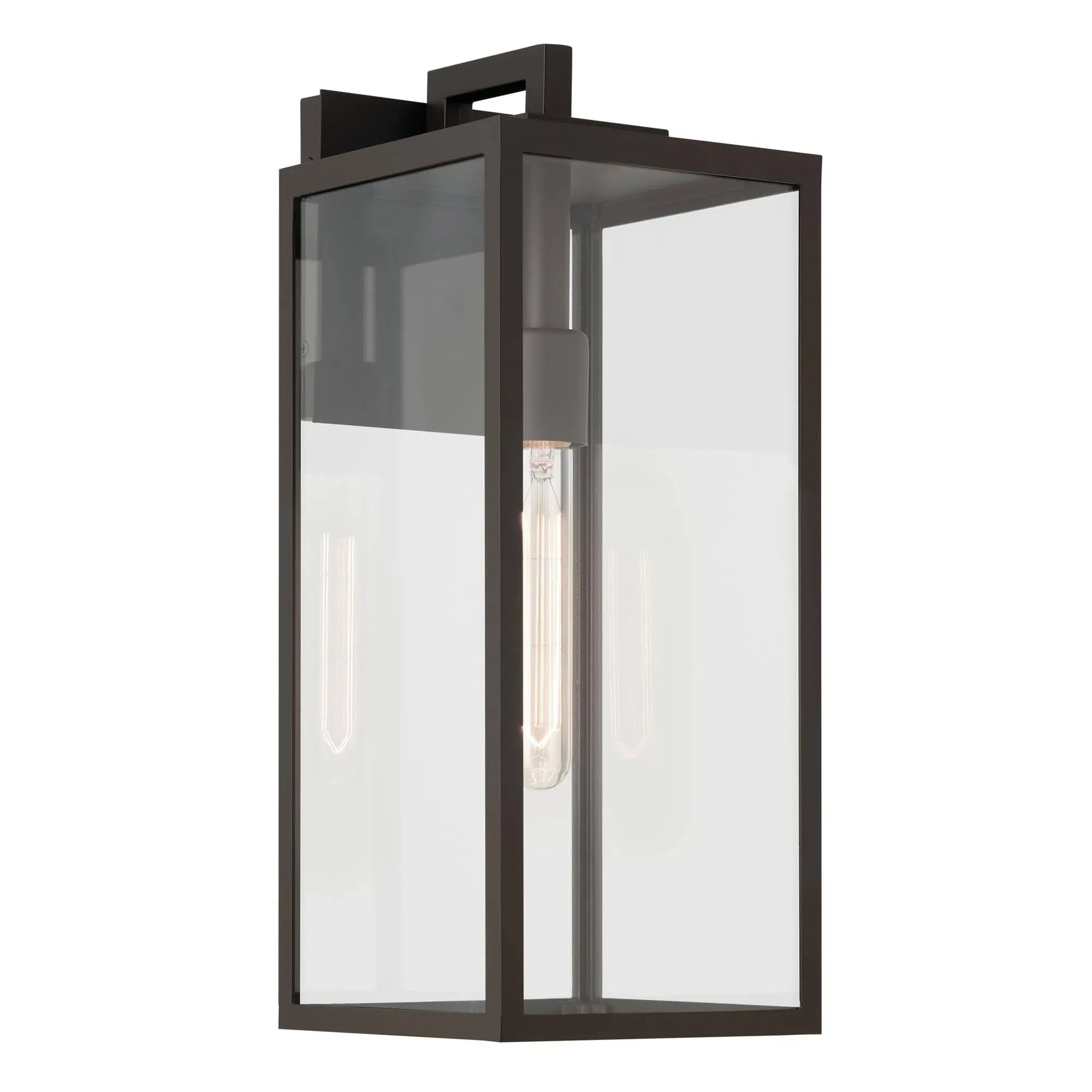 Kichler Branner 1-Light Olde Bronze Luxe Updated Traditional Outdoor Wall Light with Clear Glass for Outdoor Walls, Exterior Doors, Garage, Porch or Patio Walls